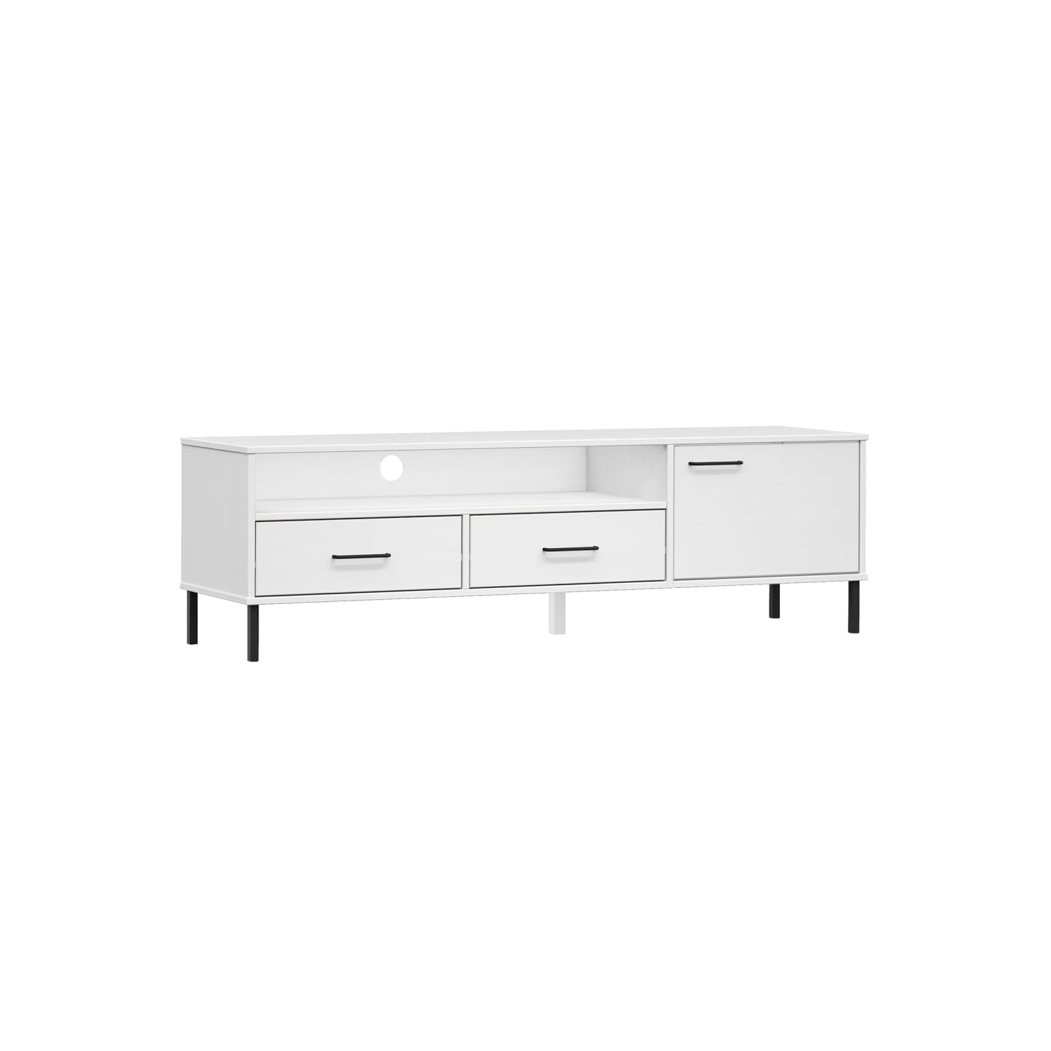 Meuble pour téléviseur avec pattes en métal et pieds en pin massif blanc de vidaXL