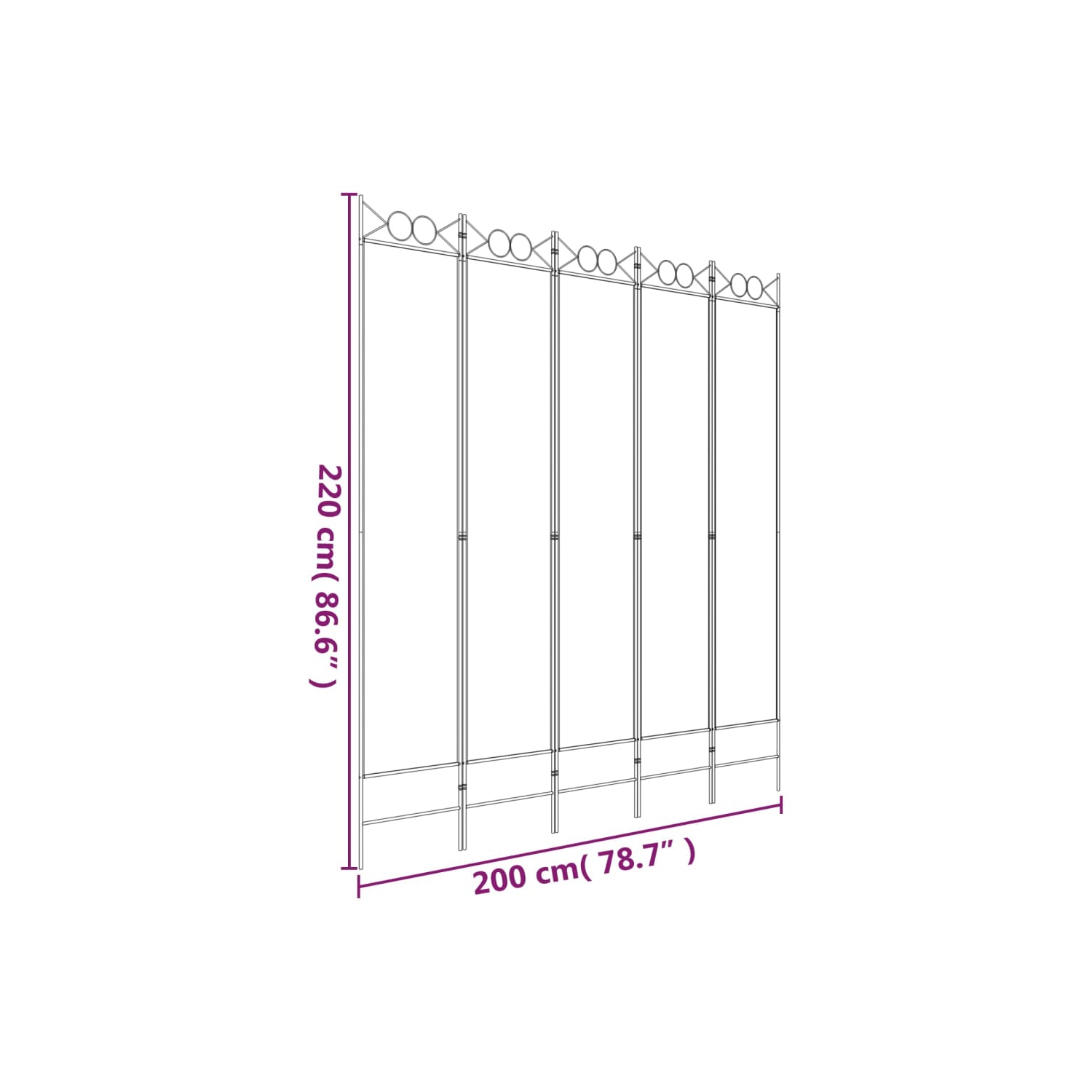 vidaXL 5-Panel Room Divider Brown 200x220 cm Fabric