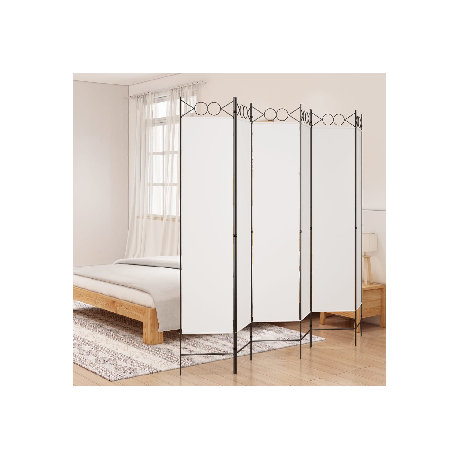 VidaXL séparateur de pièce à 6 panneaux blanc 240x200&nbsp;cm tissu