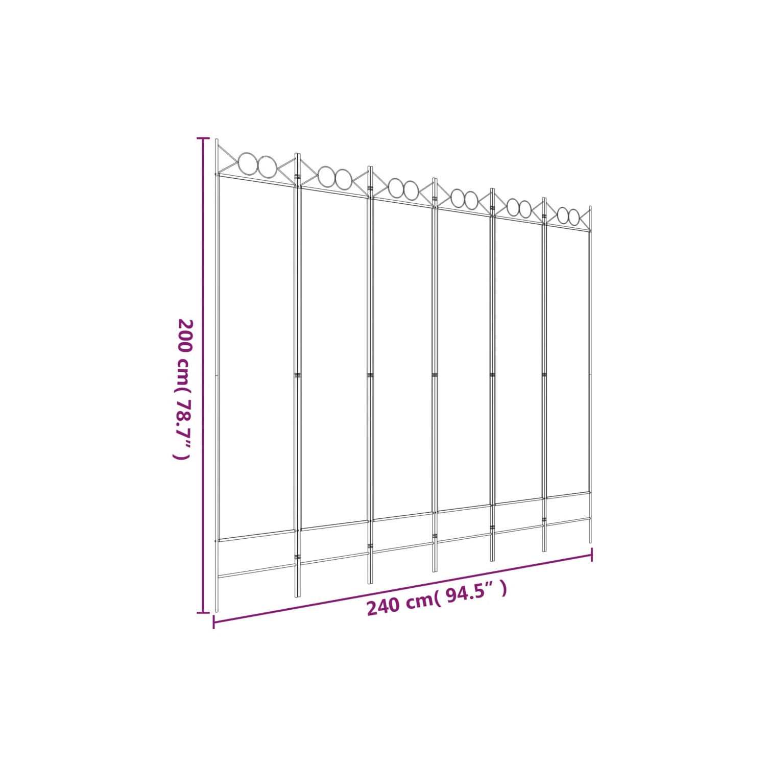 VidaXL séparateur de pièce à 6 panneaux blanc 240x200&nbsp;cm tissu