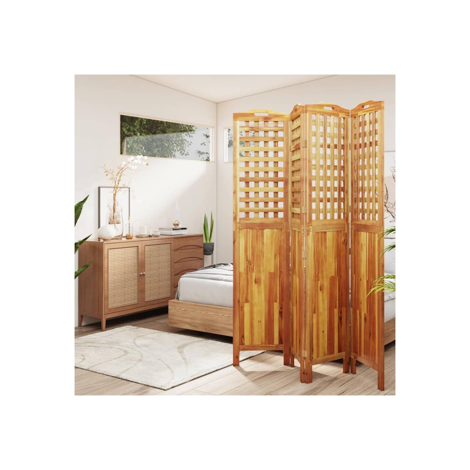 vidaXL 4-Panel Room Divider 162x2x180 cm Solid Wood Acacia