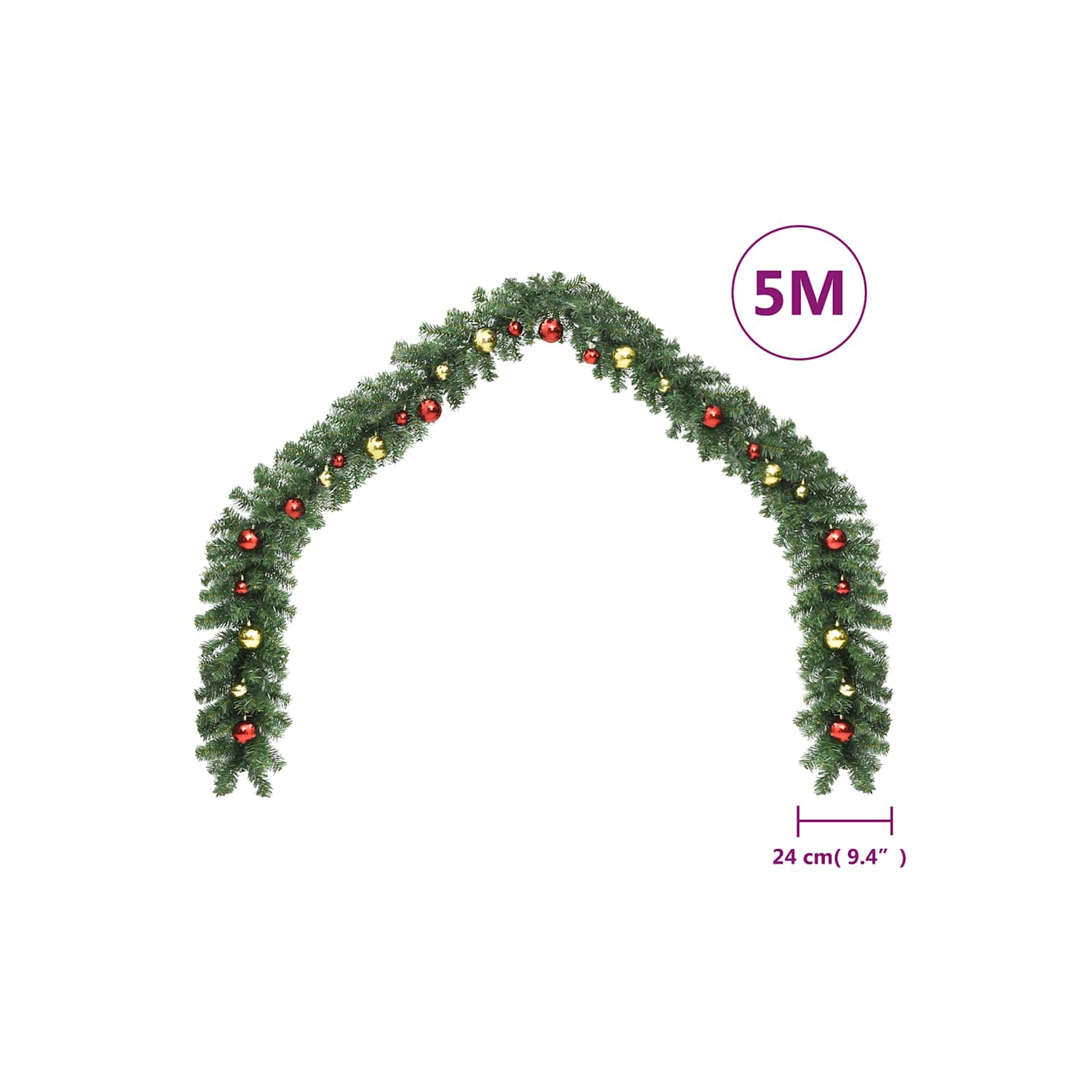 vidaXL Christmas Garland Decorated with Baubles 5 m
