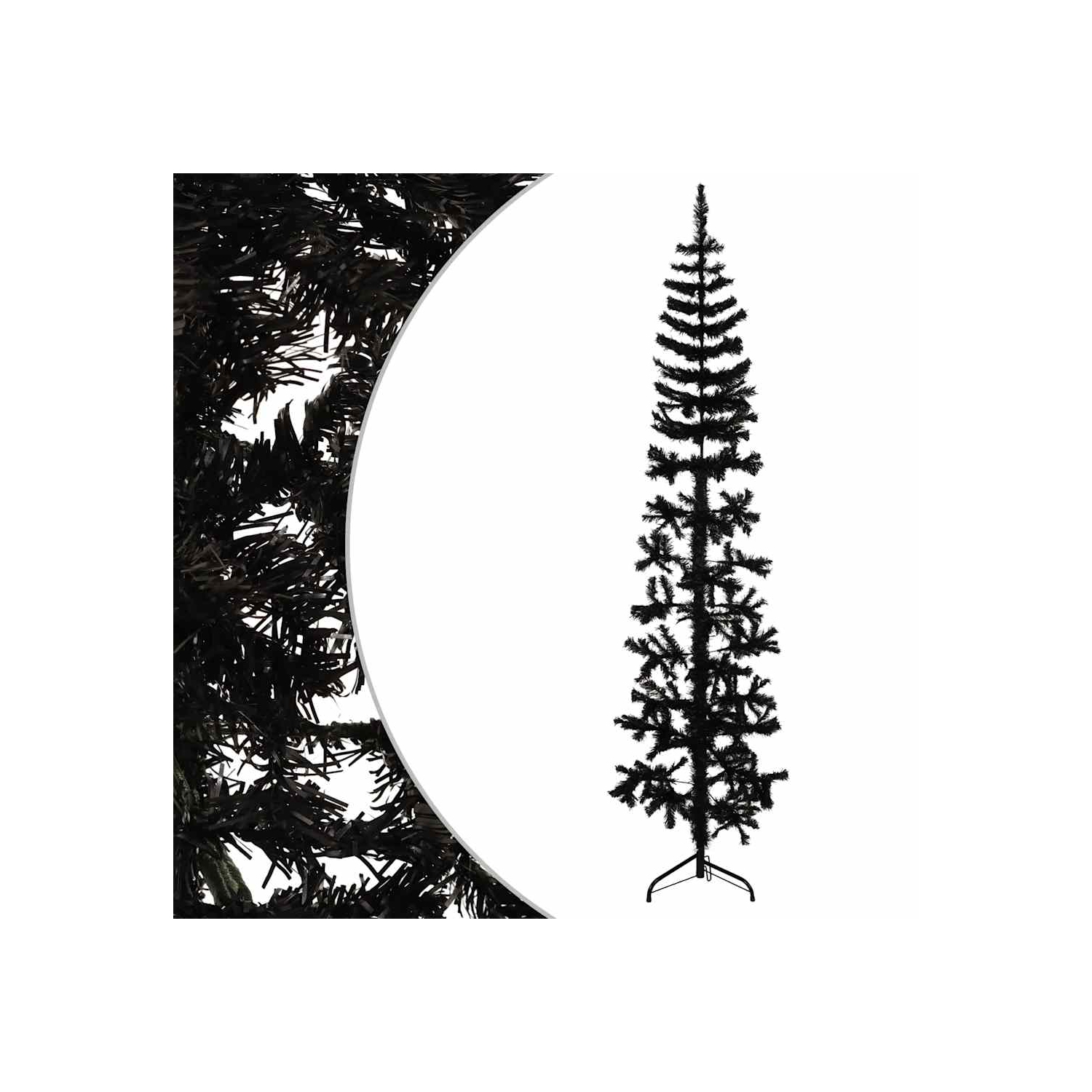 vidaXL Slim Artificial Half Christmas Tree with Stand Black 180 cm