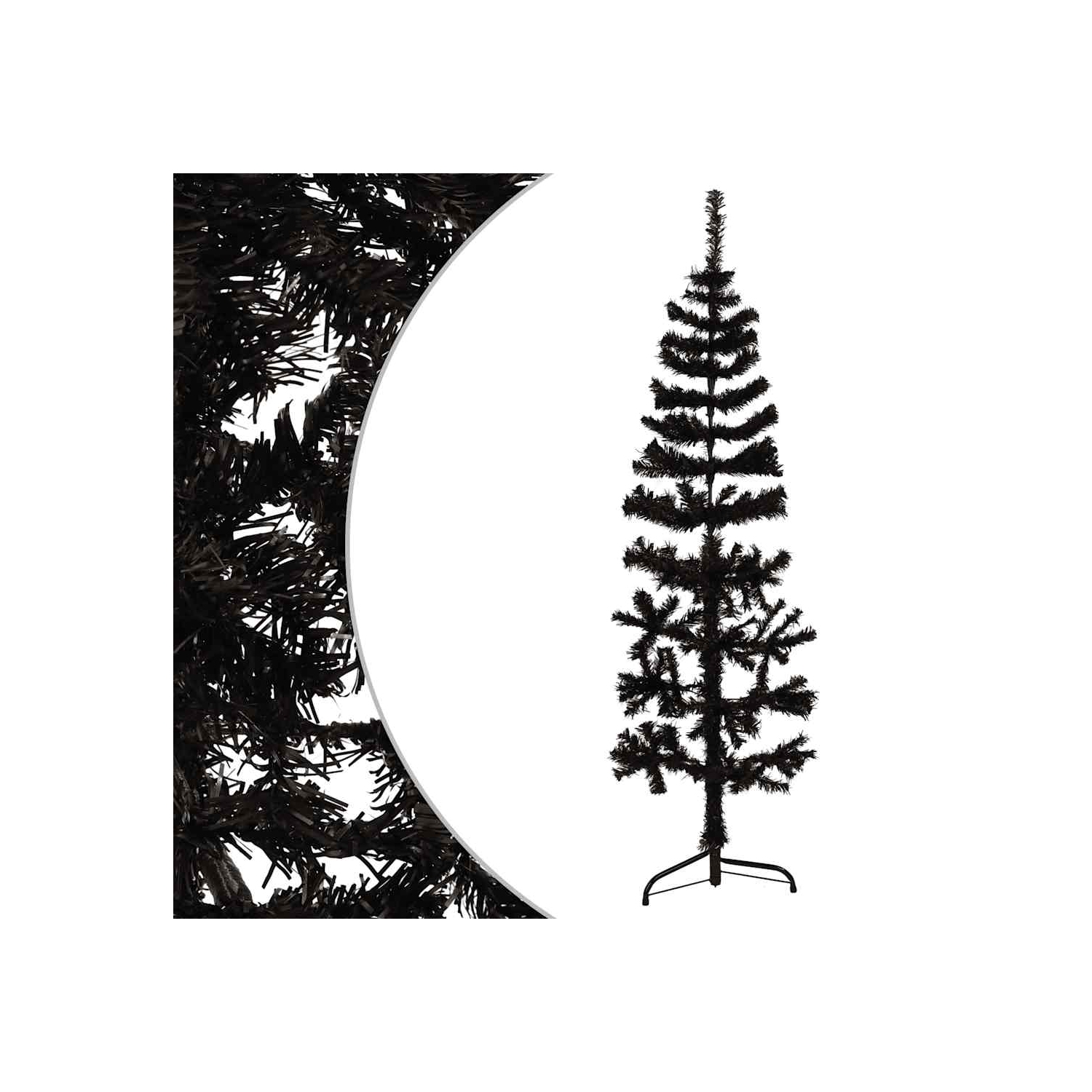 vidaXL Slim Artificial Half Christmas Tree with Stand Black 150 cm