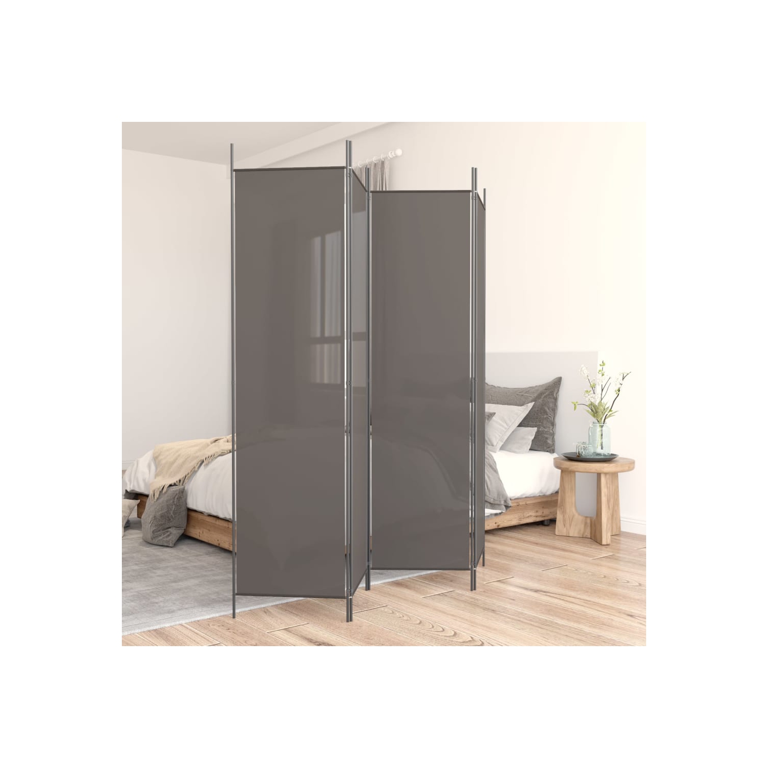 vidaXL 4-Panel Room Divider Anthracite 200x200 cm Fabric