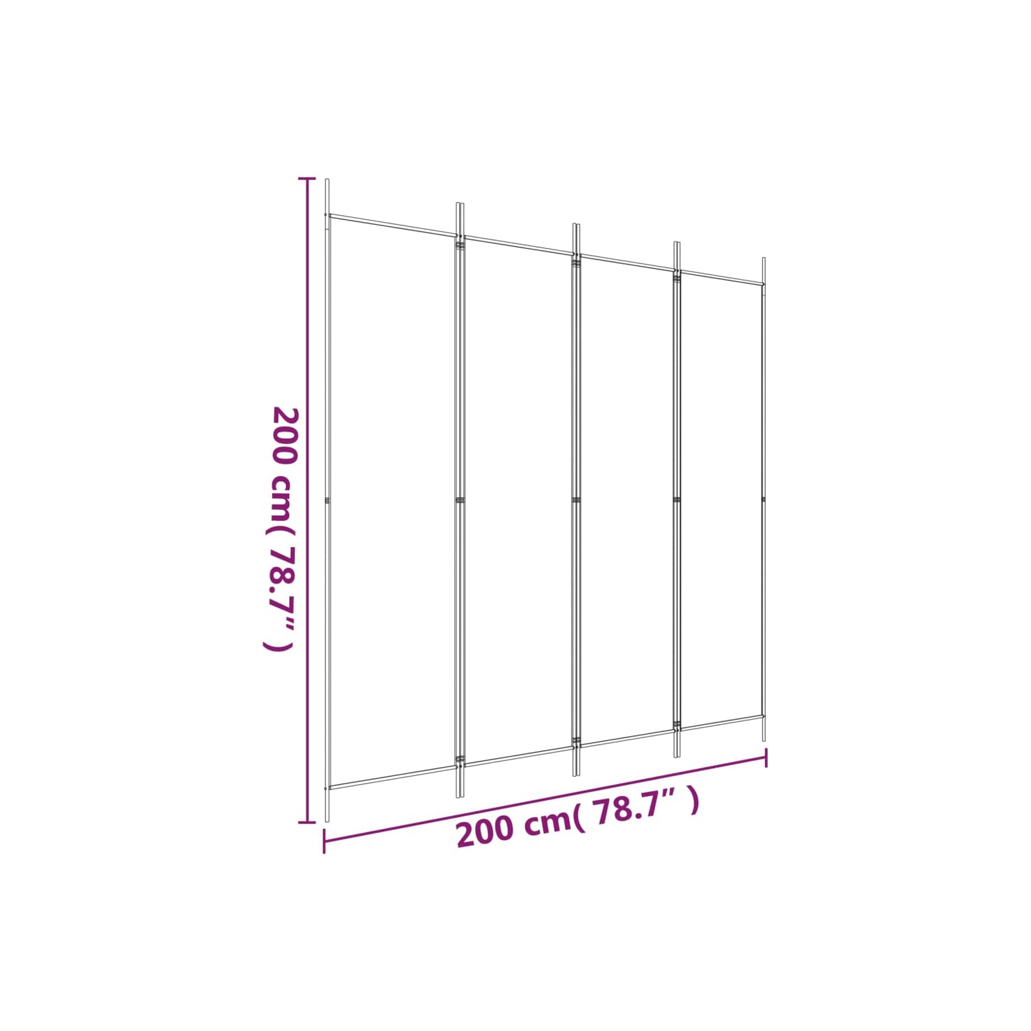 vidaXL 4-Panel Room Divider Anthracite 200x200 cm Fabric