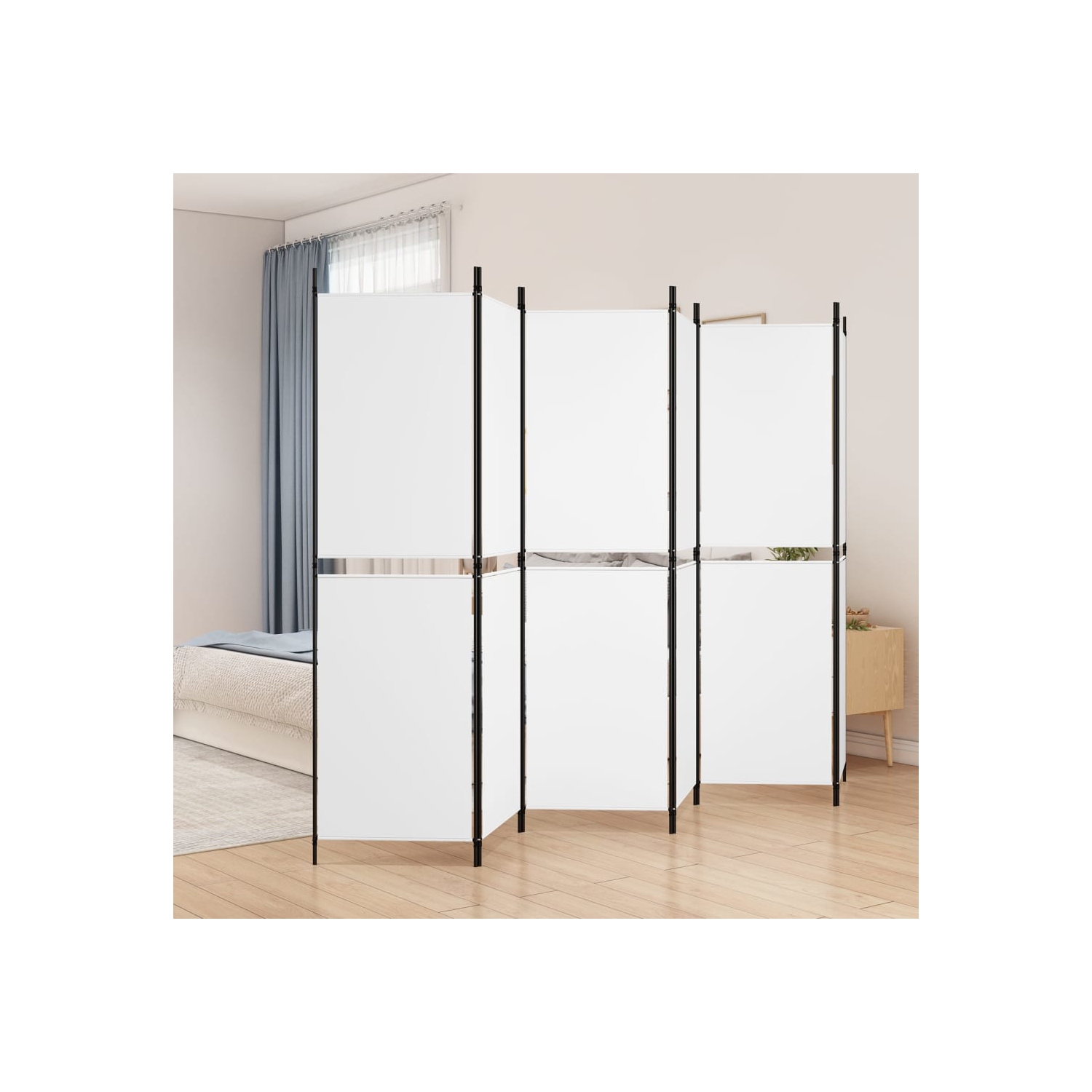 vidaXL 6-Panel Room Divider White 300x180 cm Fabric