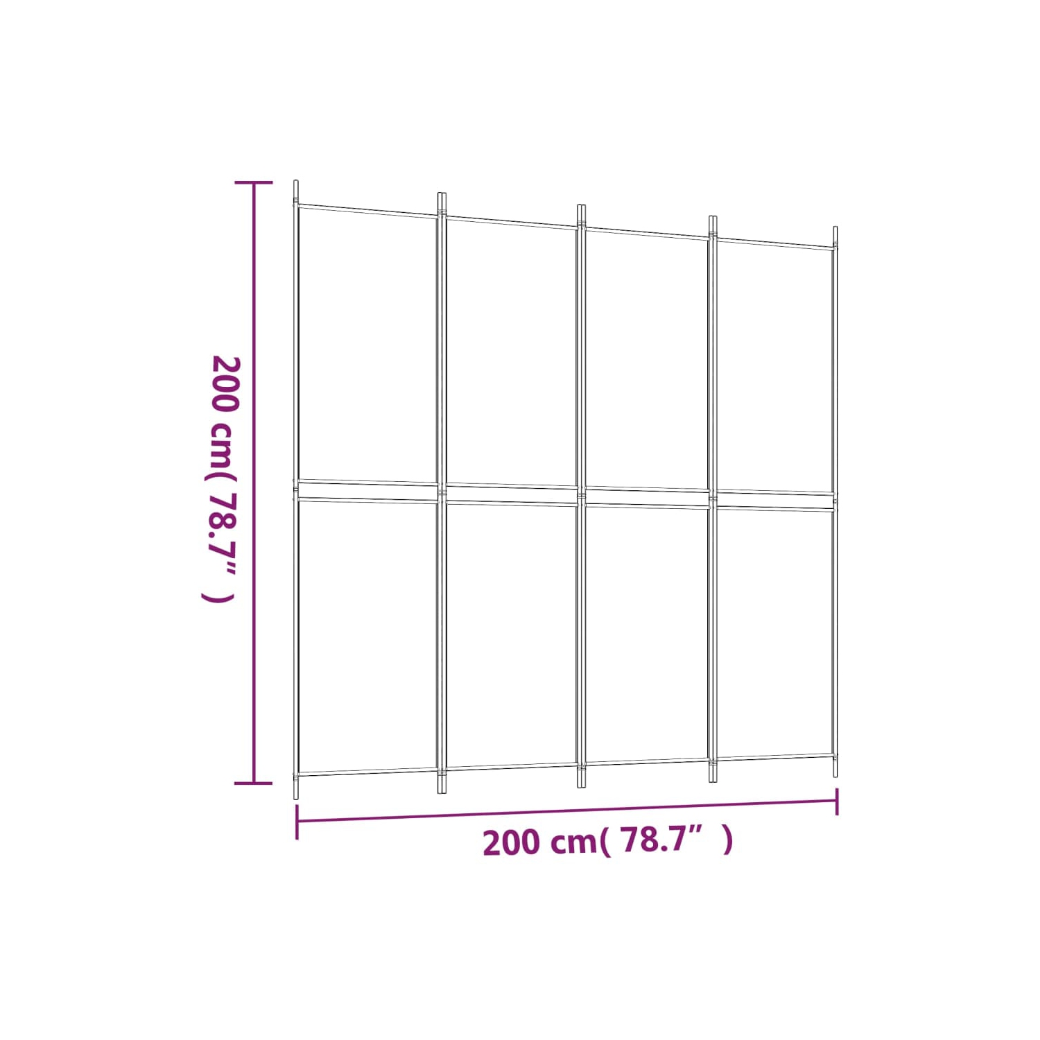 vidaXL 4-Panel Room Divider Brown 200x200 cm Fabric