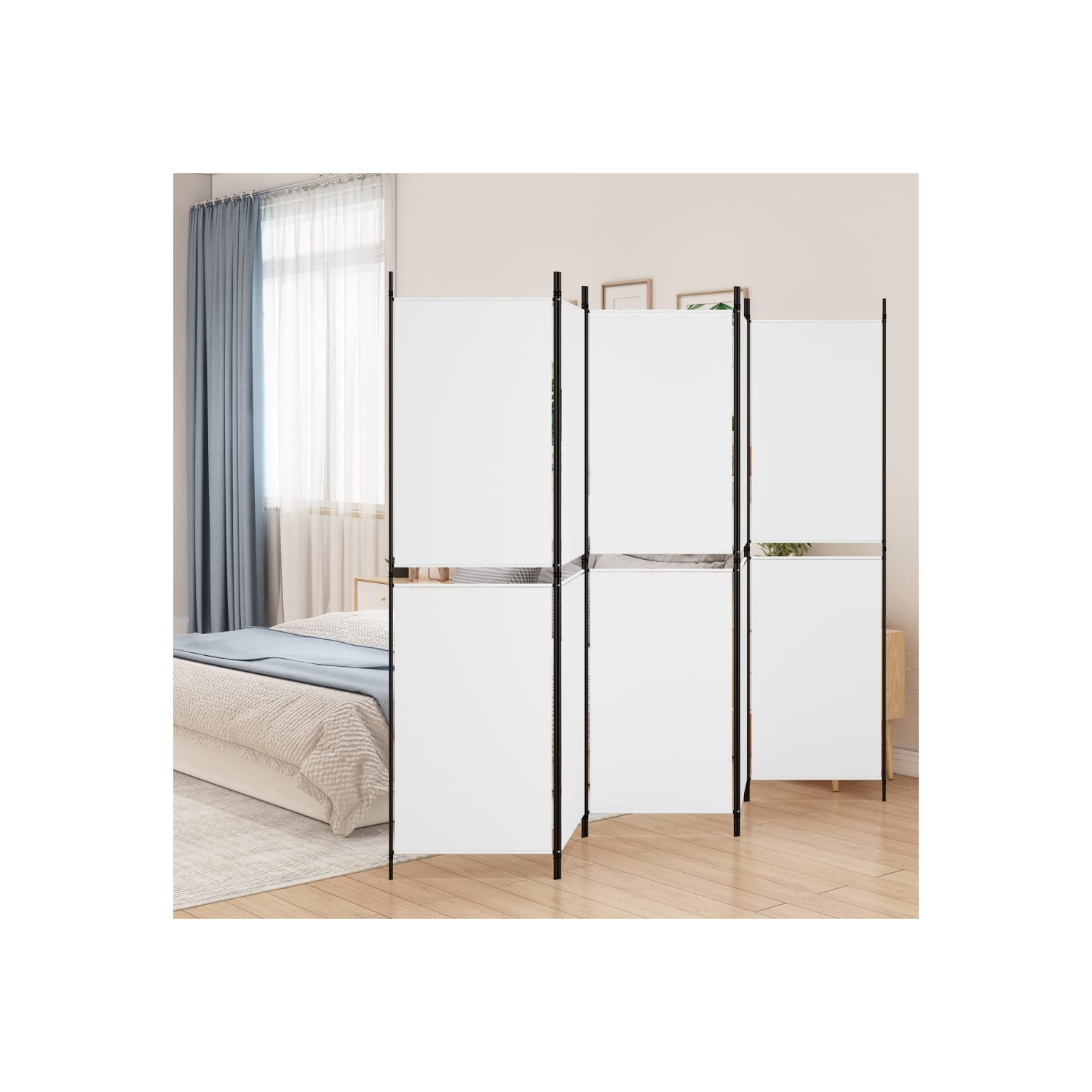 vidaXL 5-Panel Room Divider White 250x180 cm Fabric