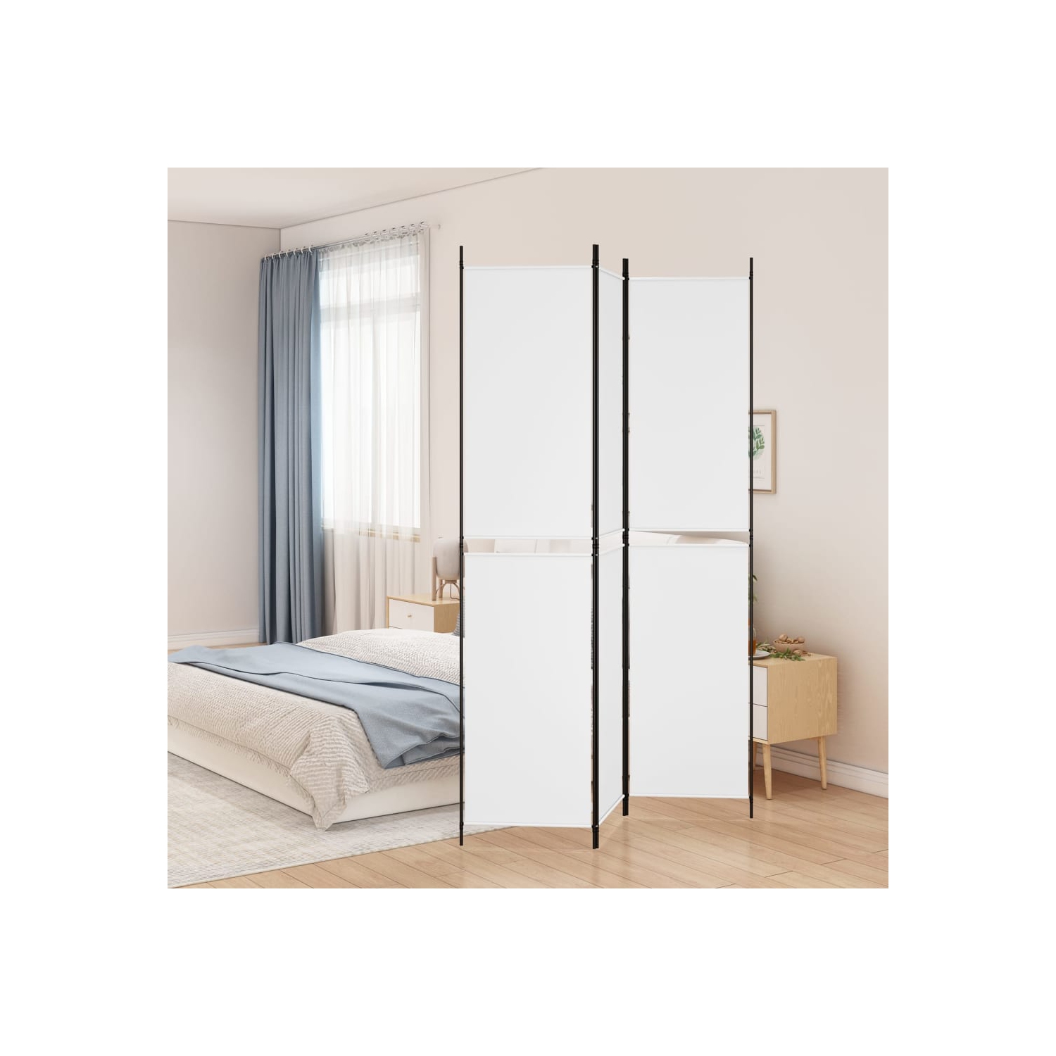 vidaXL 3-Panel Room Divider White 150x220 cm Fabric