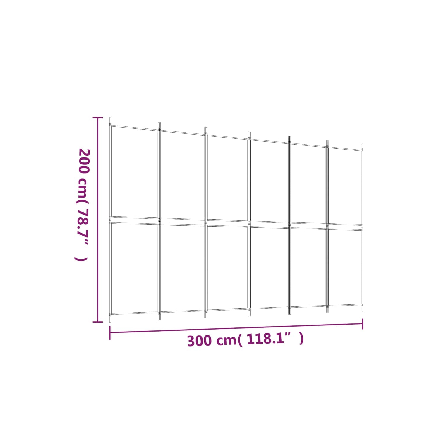 VidaXL – séparateur de pièce à 6 panneaux, blanc, 300 x 200&nbsp;cm