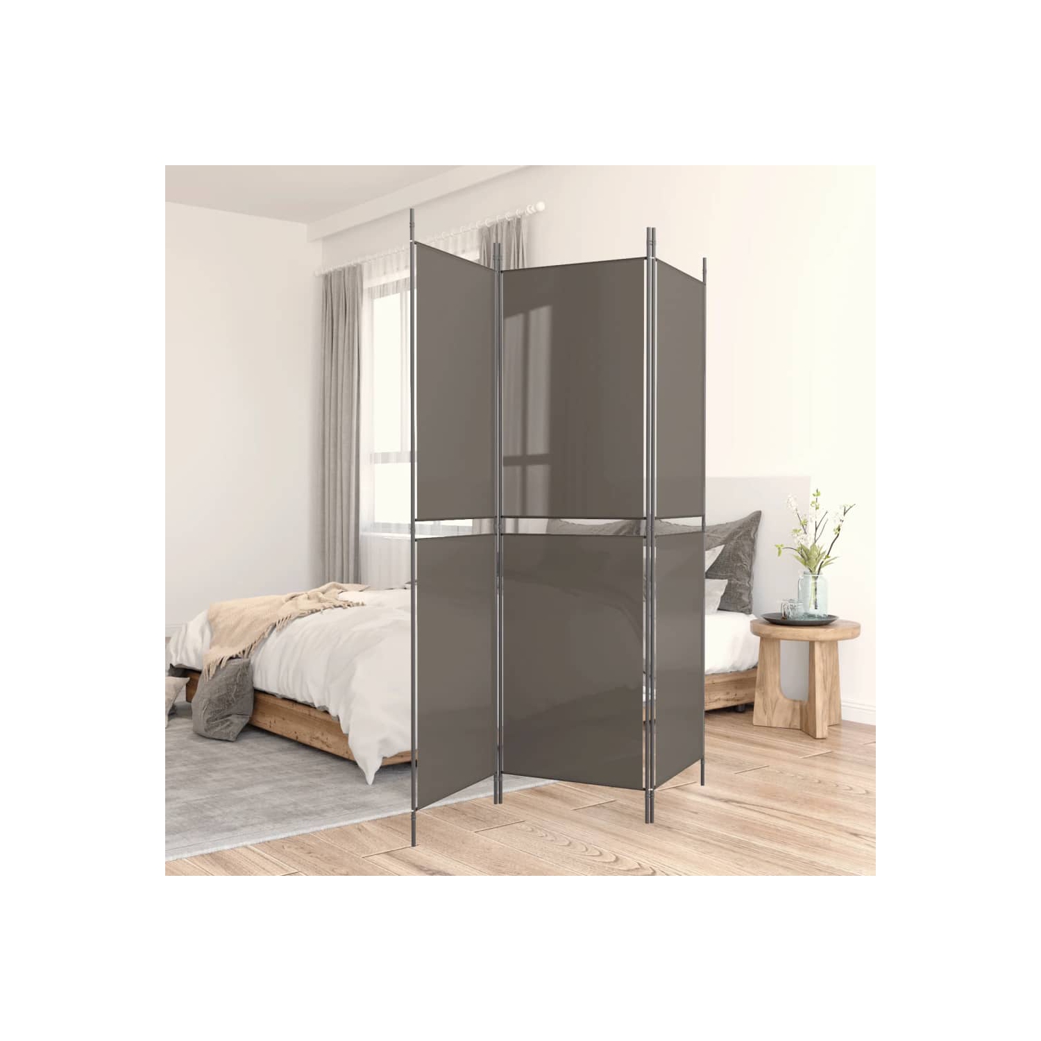 vidaXL 3-Panel Room Divider Anthracite 150x200 cm Fabric