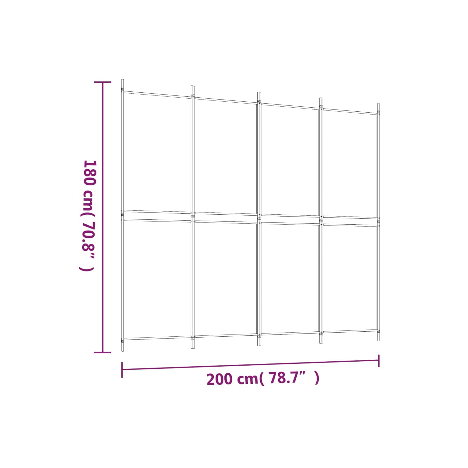 vidaXL 4-Panel Room Divider Anthracite 200x180 cm Fabric