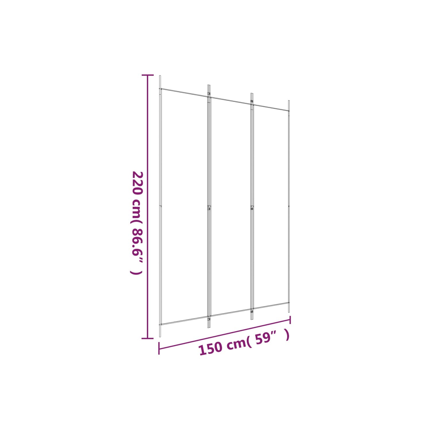 vidaXL 3-Panel Room Divider Brown 150x220 cm Fabric