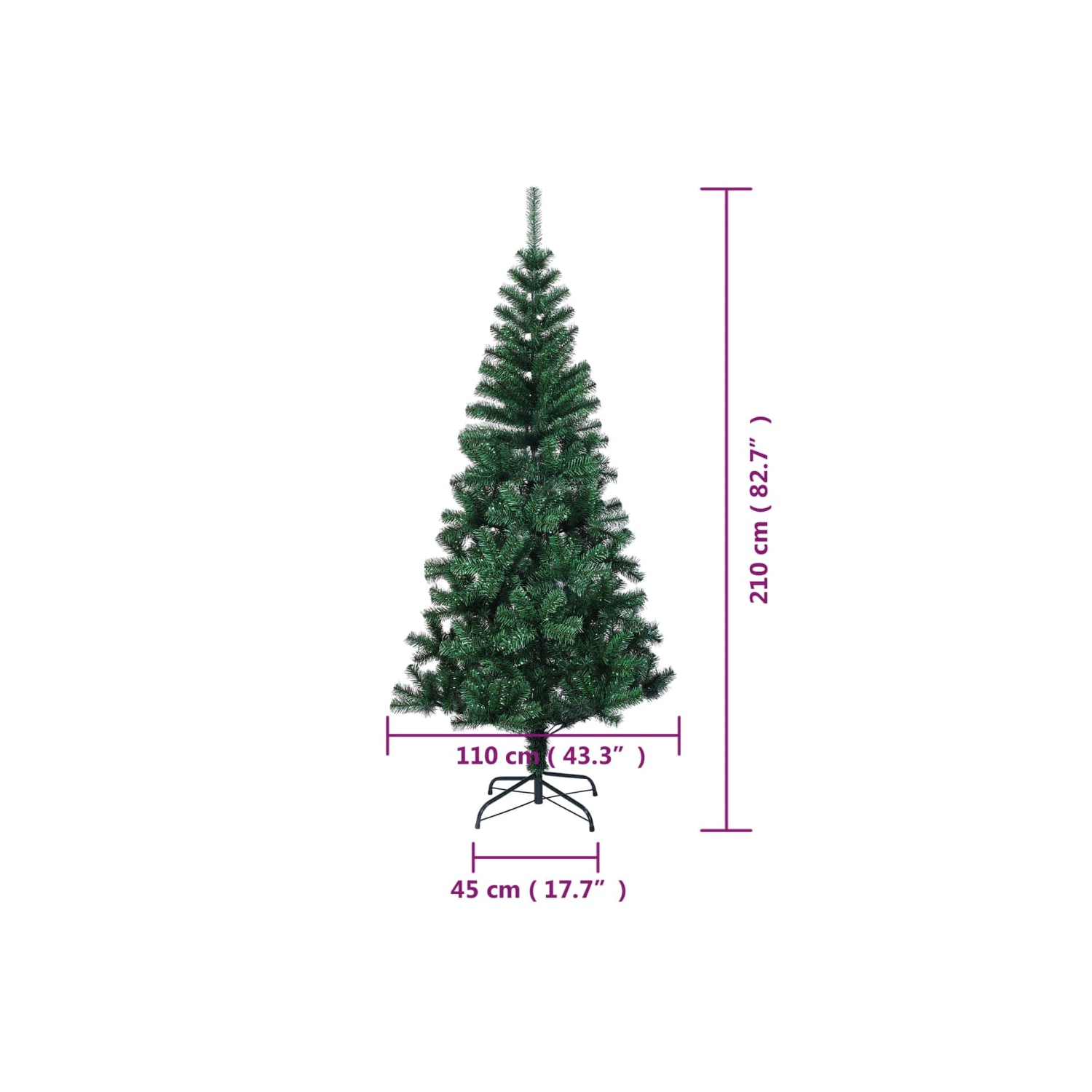 vidaXL Artificial Christmas Tree with Iridescent Tips Green 210 cm PVC