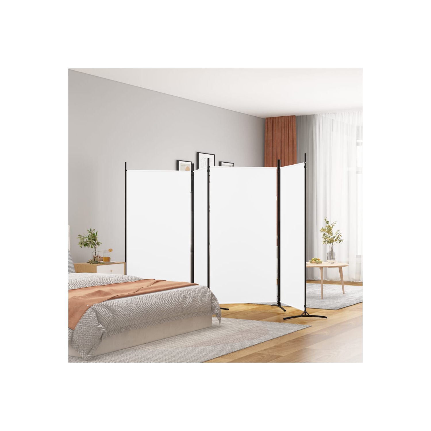 VidaXL – séparateur de pièce à 4 panneaux, blanc, 34 x 6 x 180&nbsp;cm