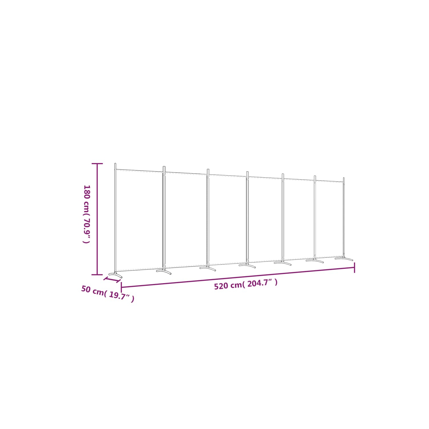 vidaXL 6-Panel Room Divider Anthracite 520x180 cm Fabric