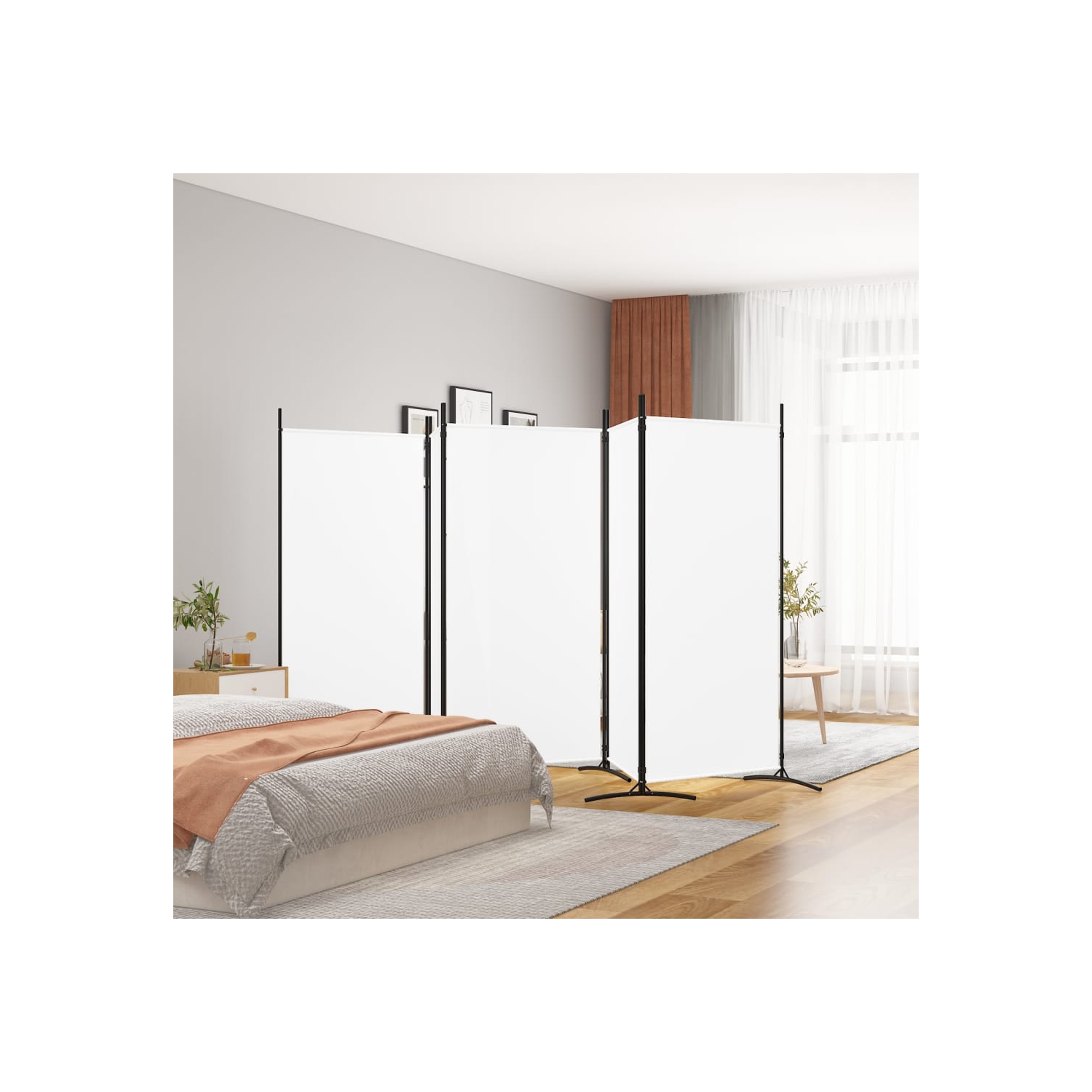 vidaXL 5-Panel Room Divider White 433x180 cm Fabric