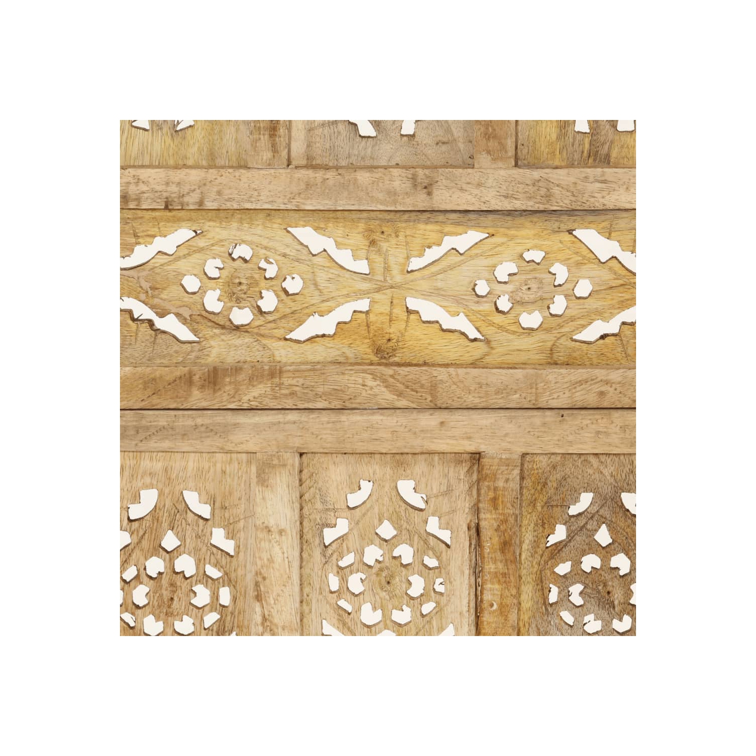 vidaXL Hand carved 4-Panel Room Divider 160x165 cm Solid Mango Wood