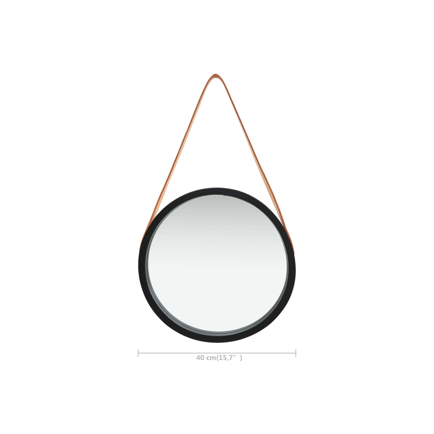 vidaXL Wall Mirror with Strap 40 cm Black