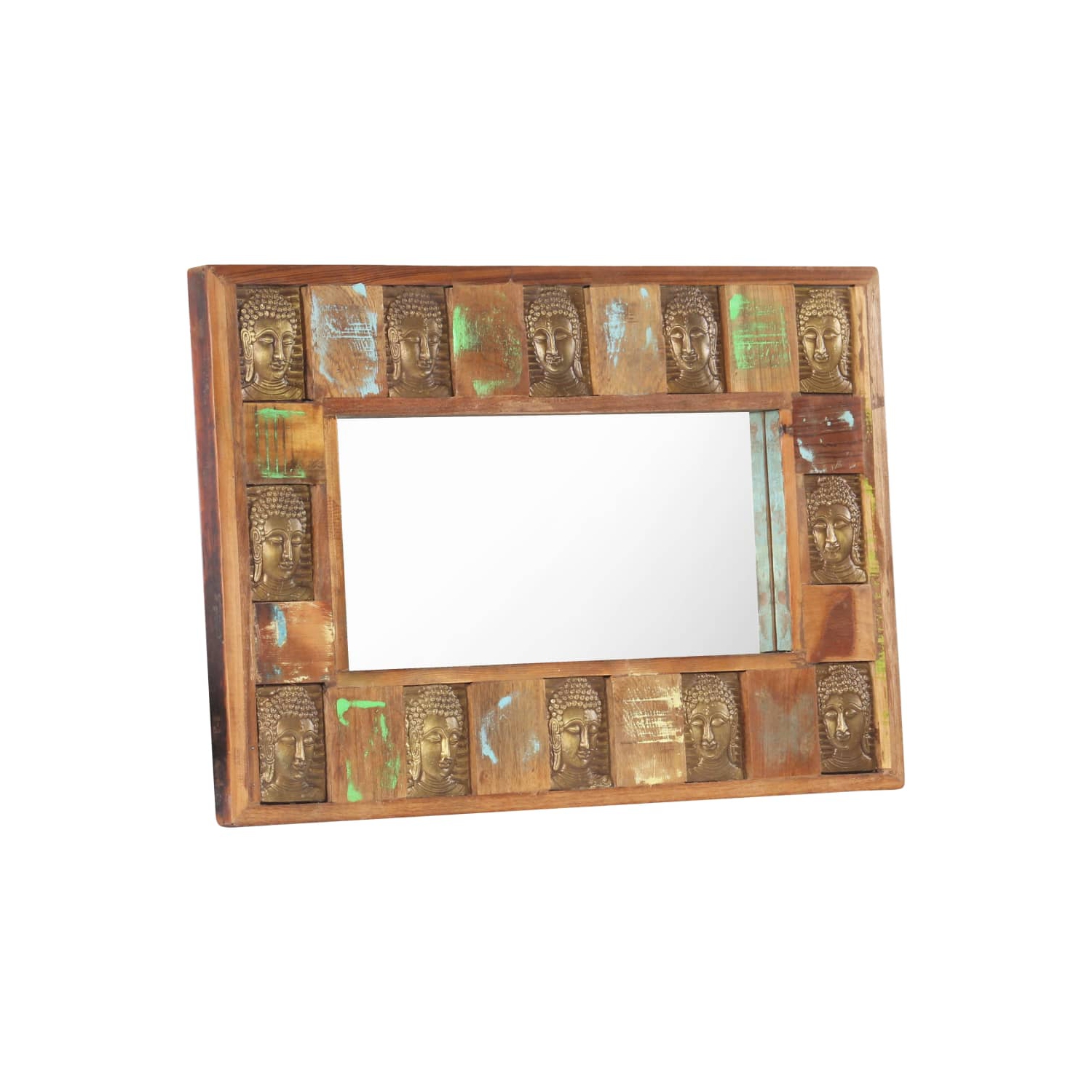 vidaXL Mirror with Buddha Cladding 80x50 cm Solid Reclaimed Wood