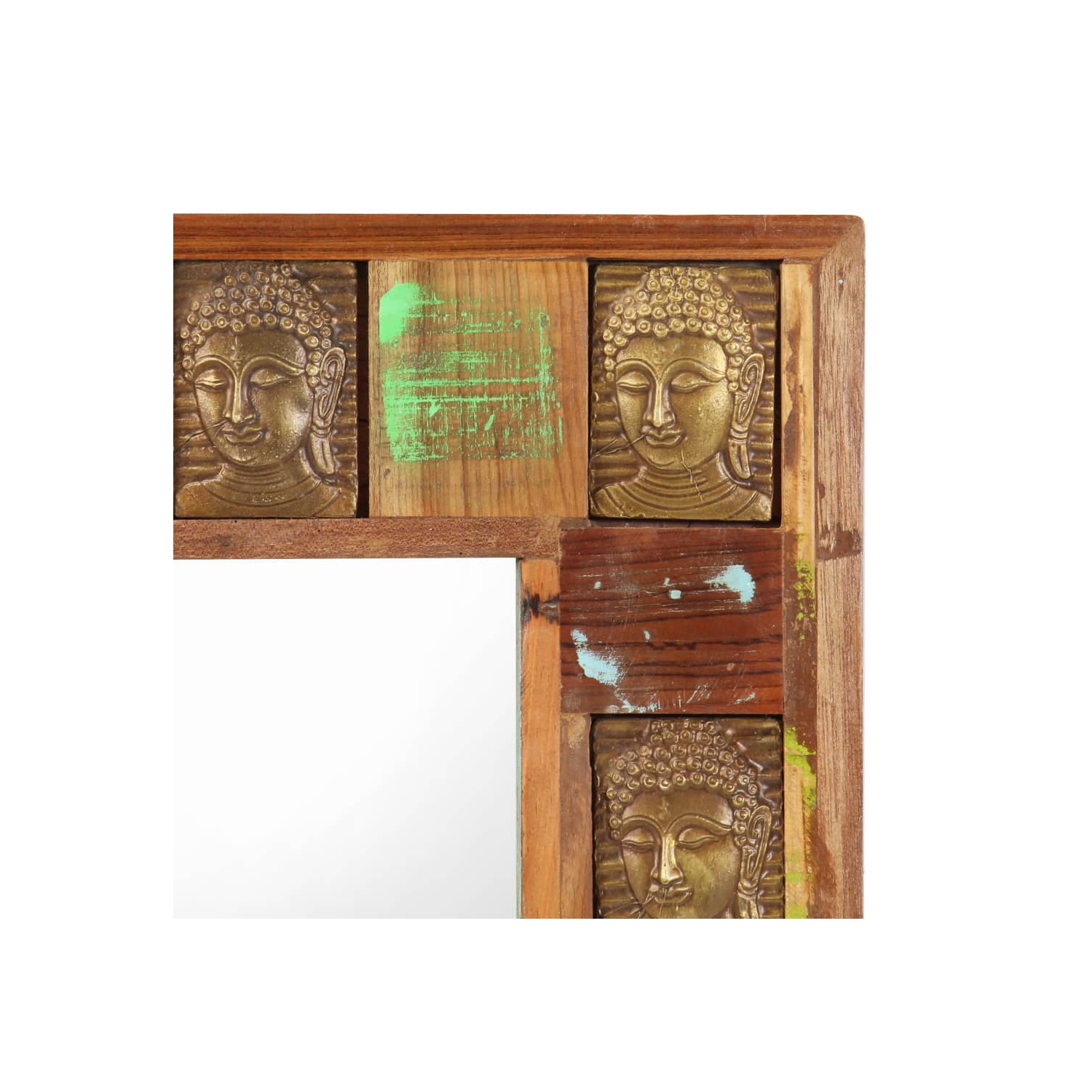 vidaXL Mirror with Buddha Cladding 80x50 cm Solid Reclaimed Wood