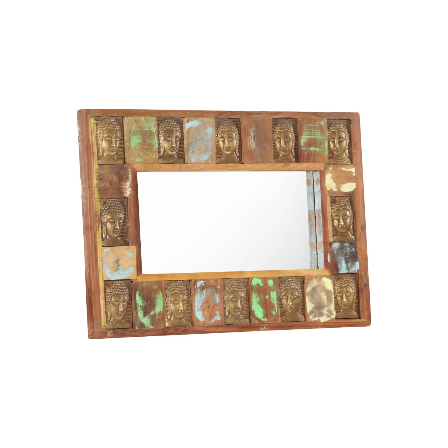 vidaXL Mirror with Buddha Cladding 80x50 cm Solid Reclaimed Wood
