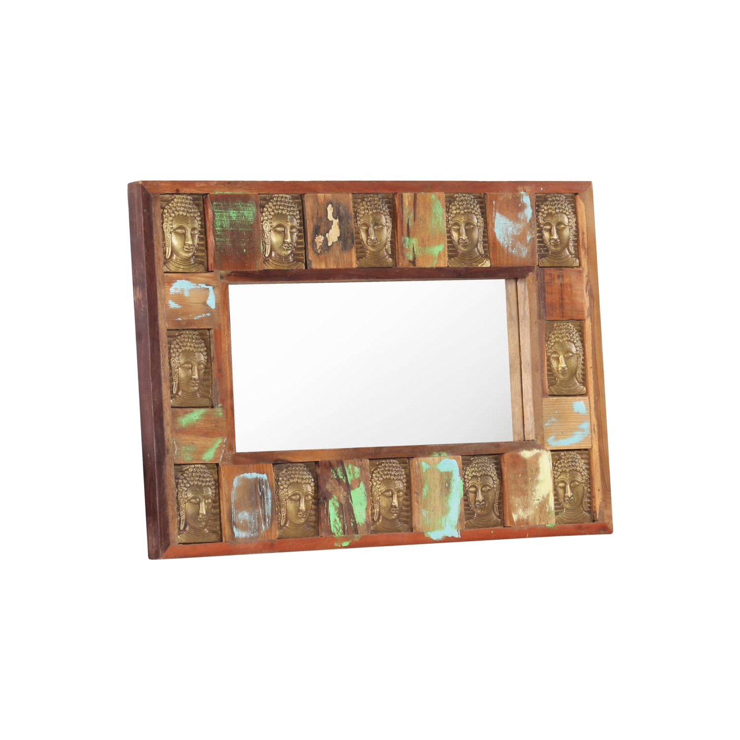 vidaXL Mirror with Buddha Cladding 80x50 cm Solid Reclaimed Wood