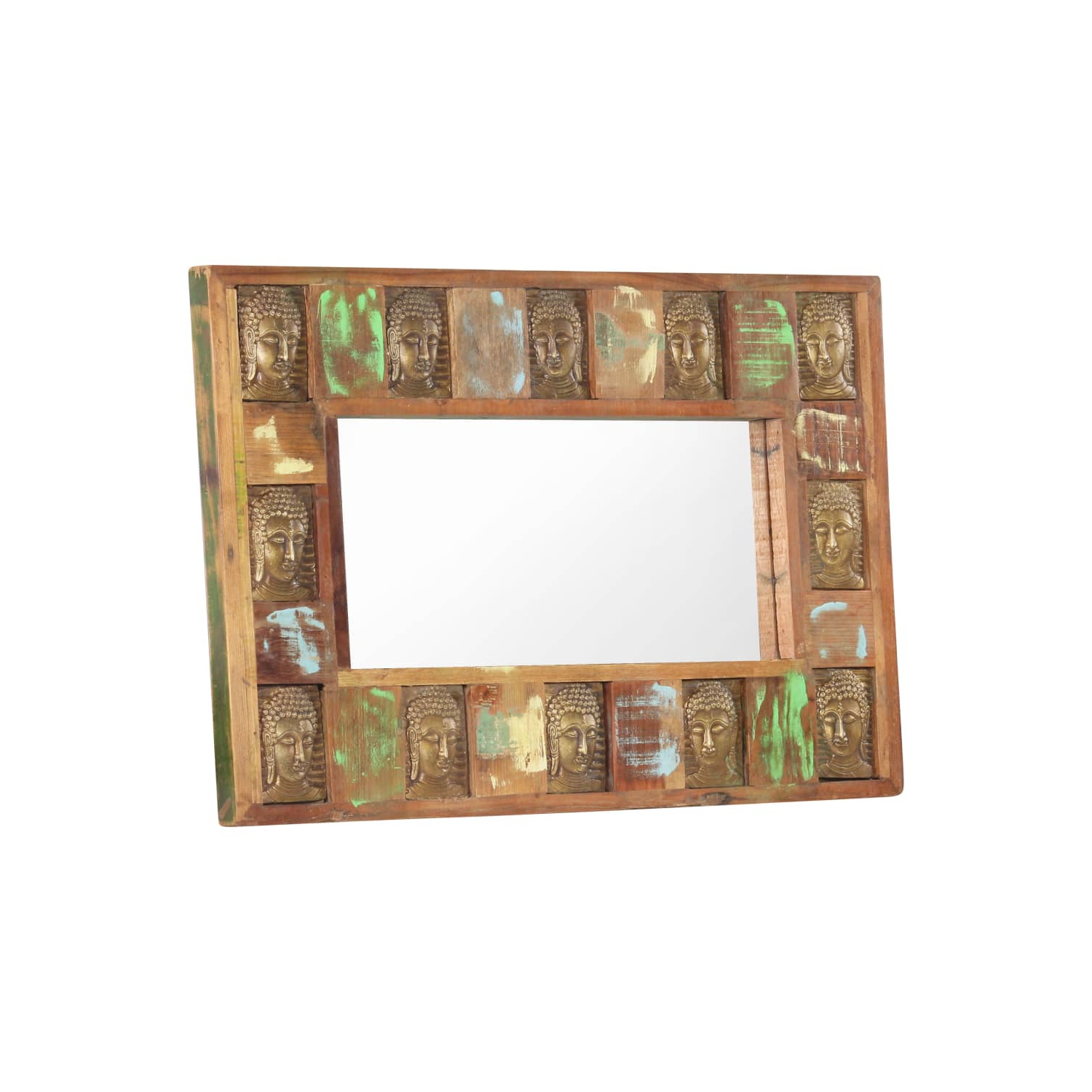 vidaXL Mirror with Buddha Cladding 80x50 cm Solid Reclaimed Wood