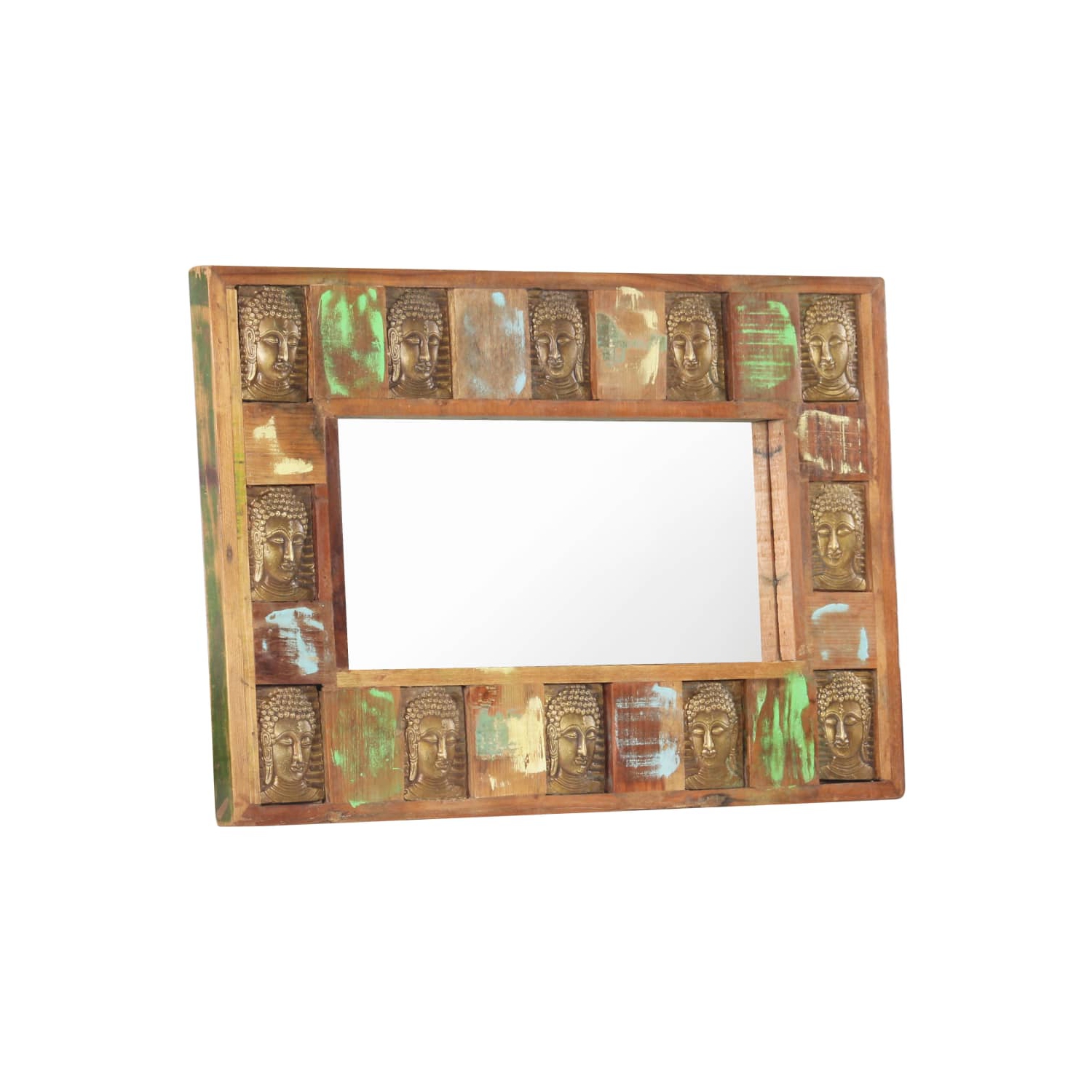 vidaXL Mirror with Buddha Cladding 80x50 cm Solid Reclaimed Wood