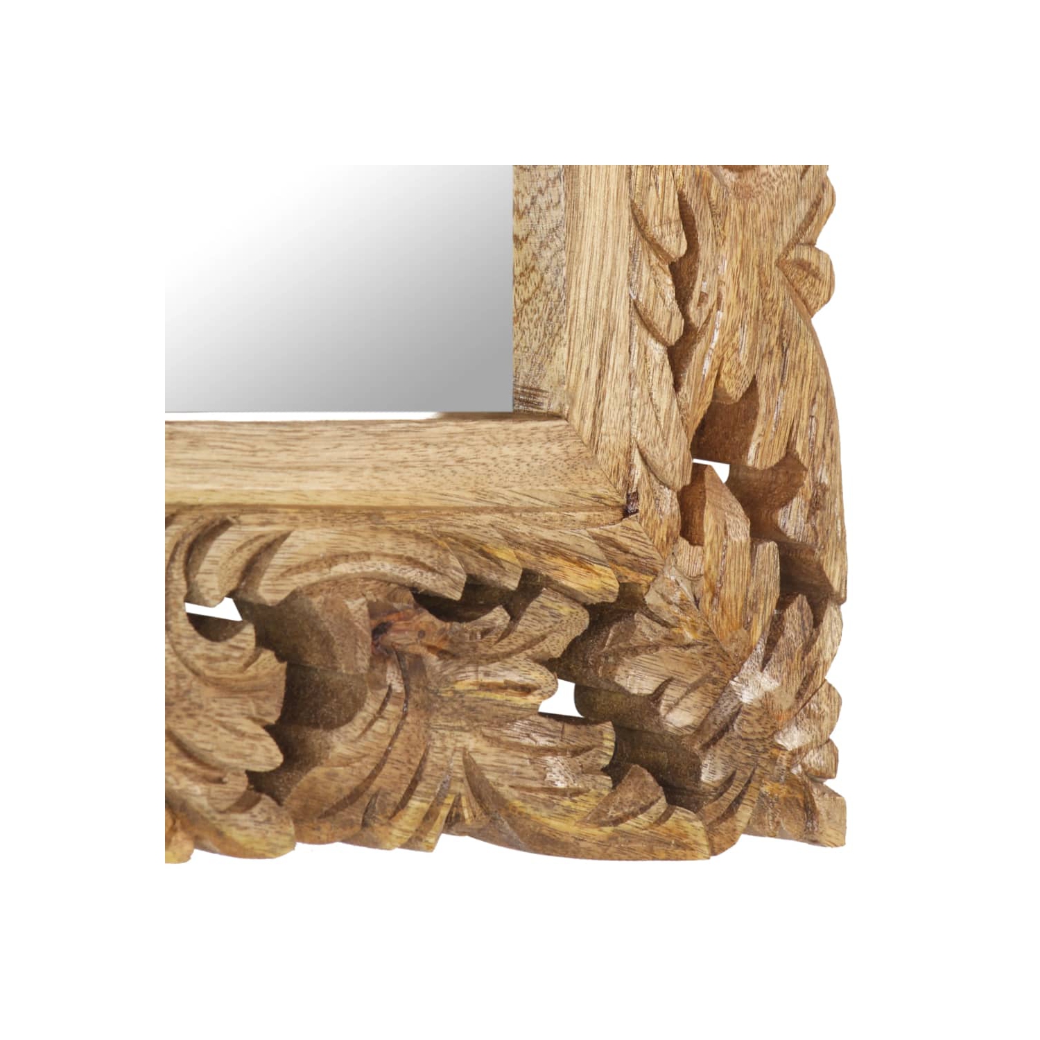 Miroir sculpté à la main de vidaXL brun, 50 x 50 cm, bois de manguier massif