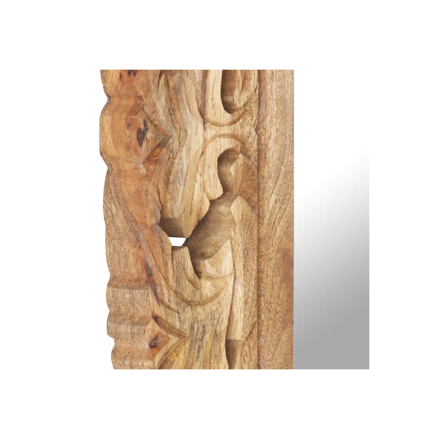 Miroir sculpté à la main de vidaXL brun, 50 x 50 cm, bois de manguier massif