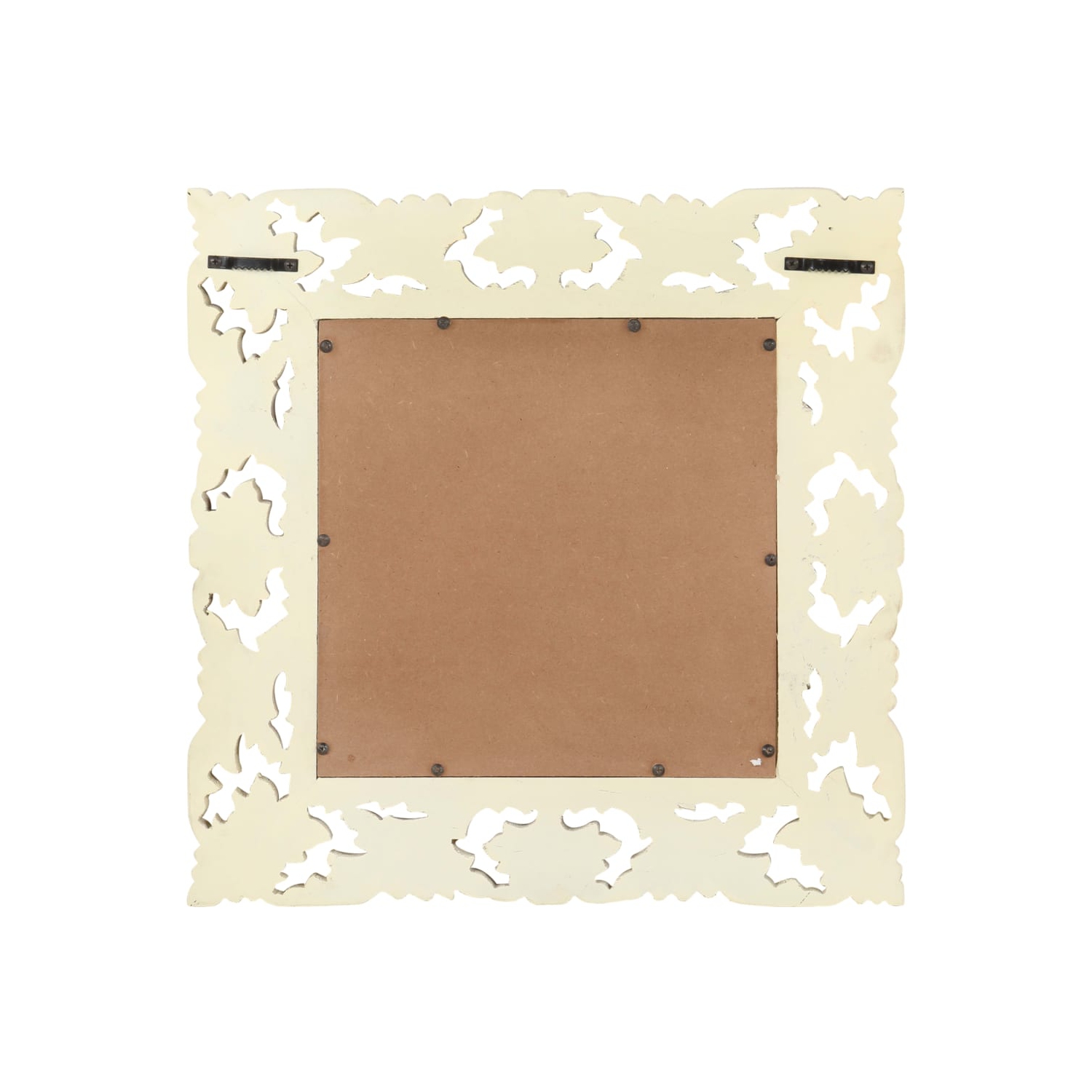 vidaXL Hand Carved Mirror White 50x50 cm Solid Mango Wood