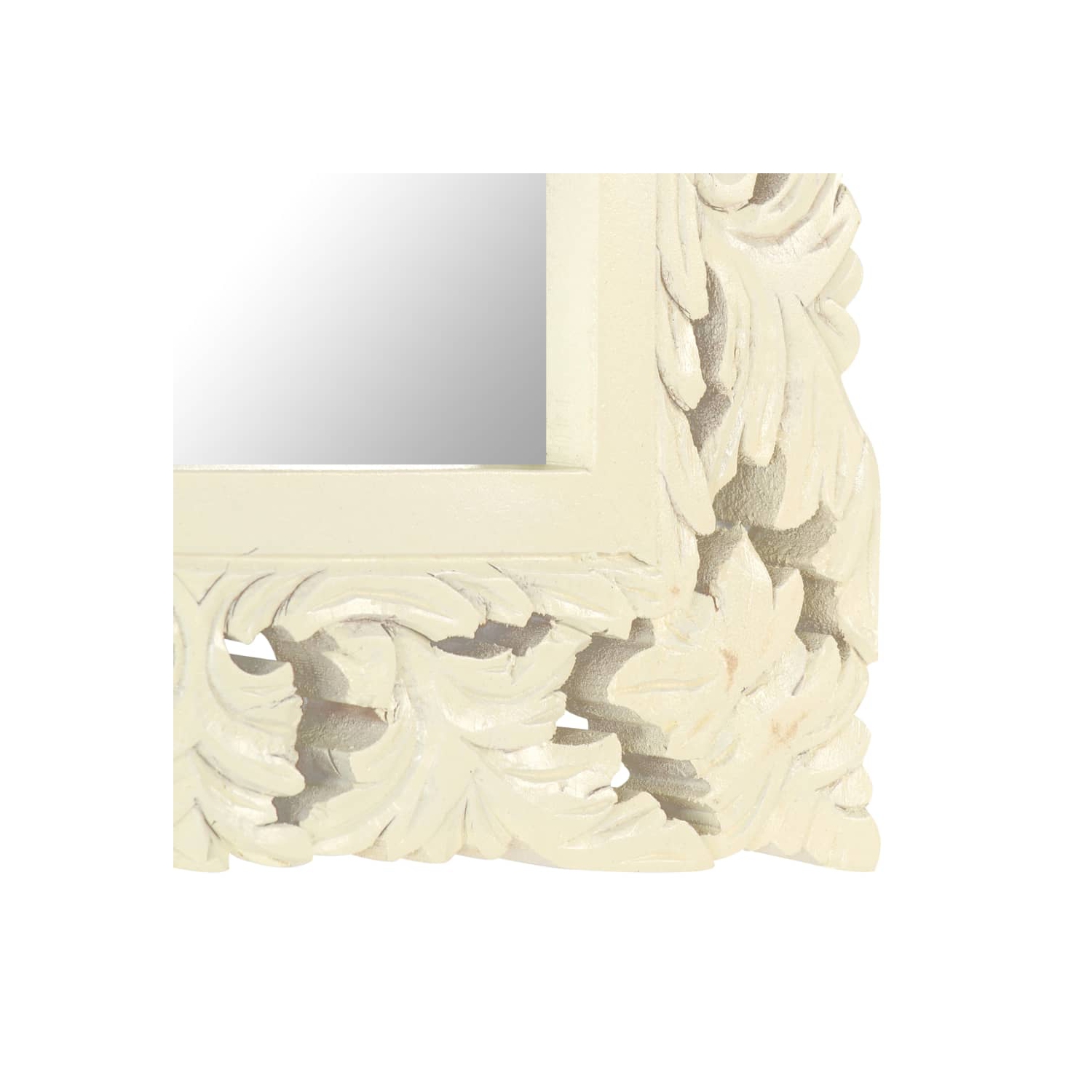 vidaXL Hand Carved Mirror White 50x50 cm Solid Mango Wood