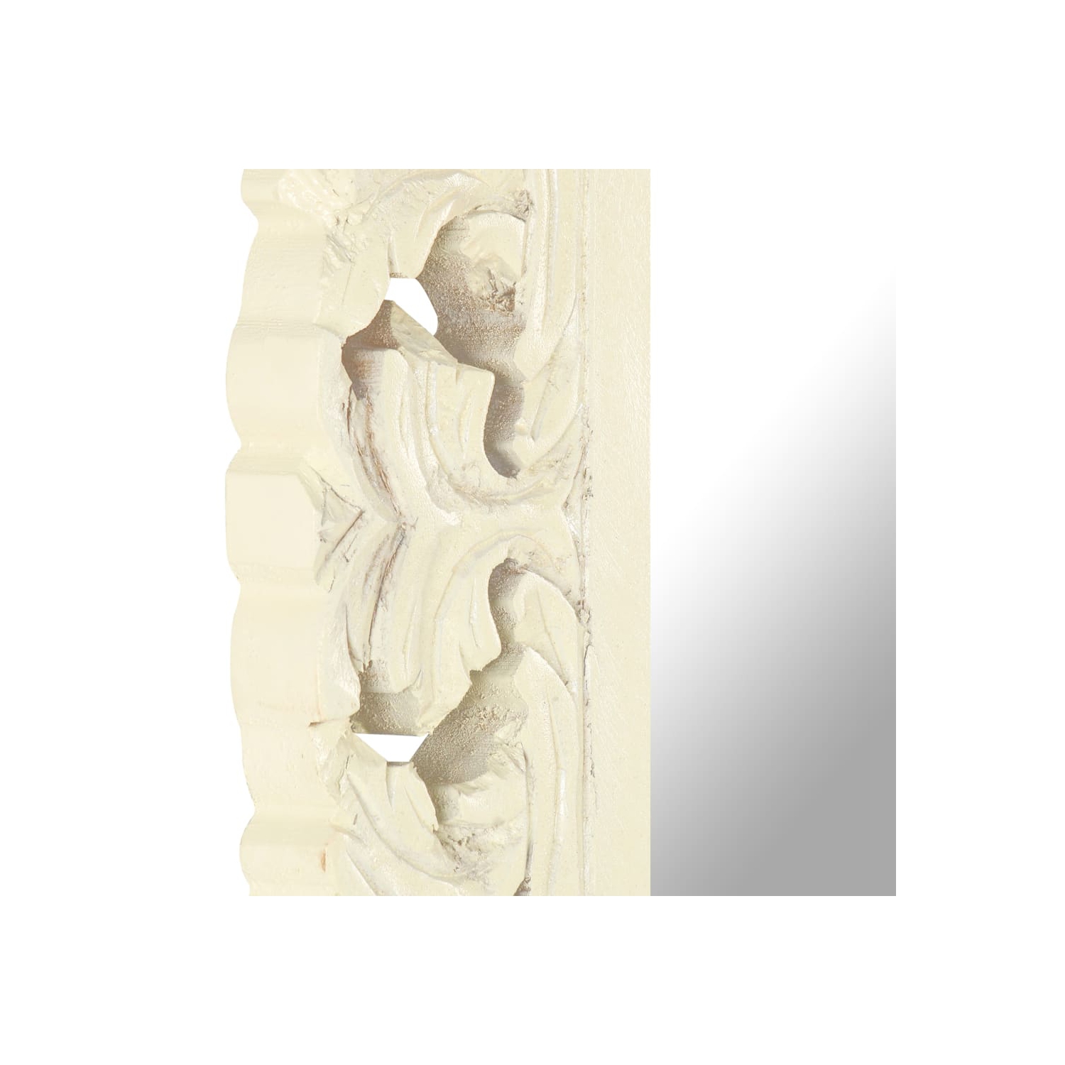 vidaXL Hand Carved Mirror White 50x50 cm Solid Mango Wood
