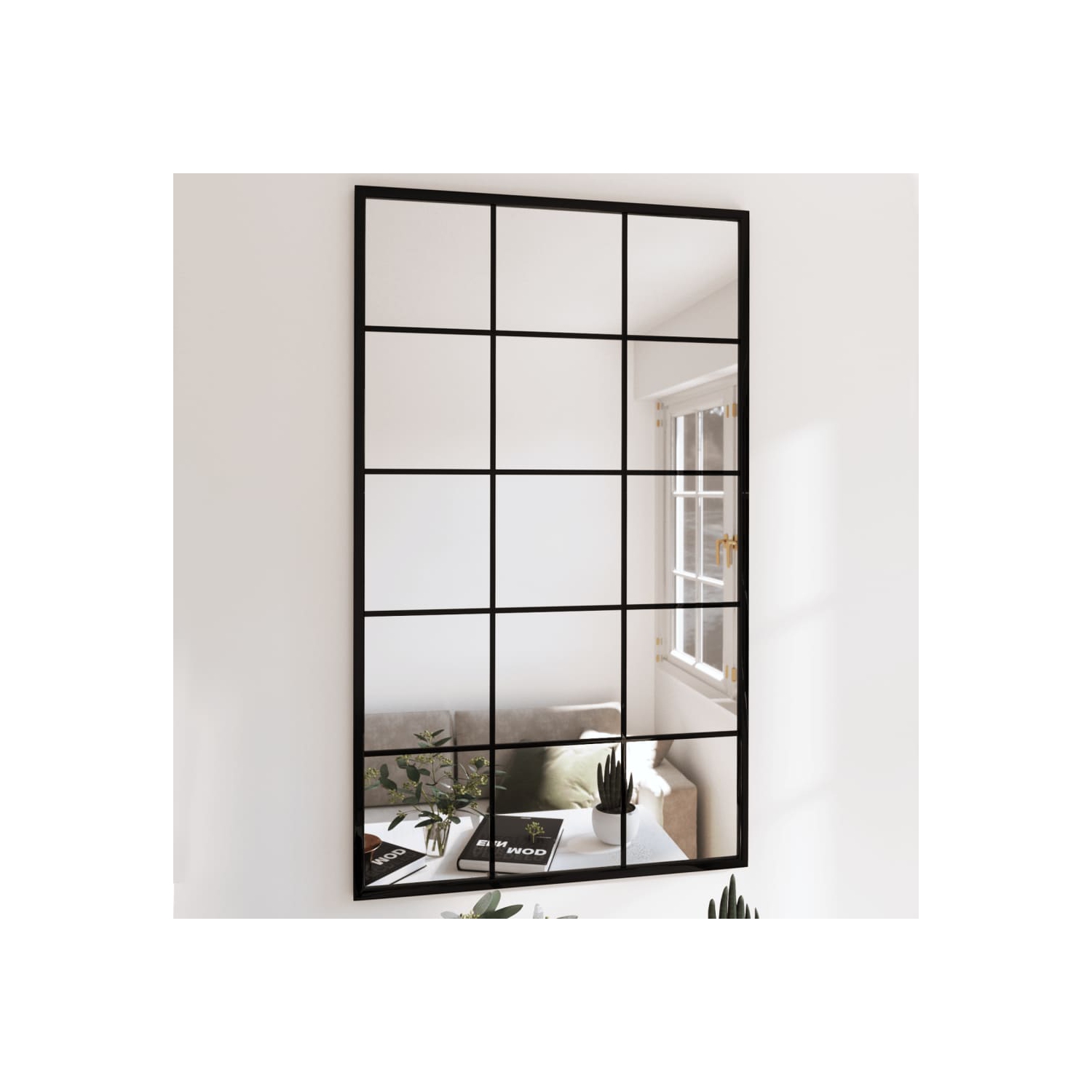 vidaXL Wall Mirror Black 100x60 cm Metal