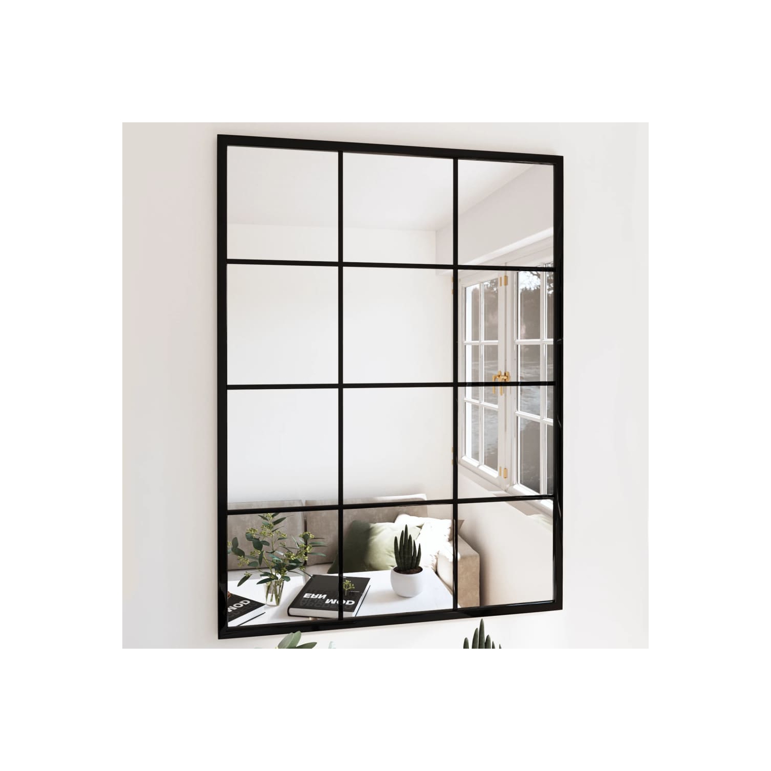 vidaXL Wall Mirror Black 80x60 cm Metal