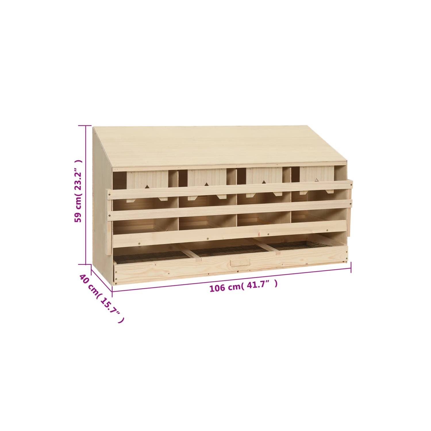 vidaXL Chicken Laying Nest 4 Compartments 106x40x59 cm Solid Pine Wood