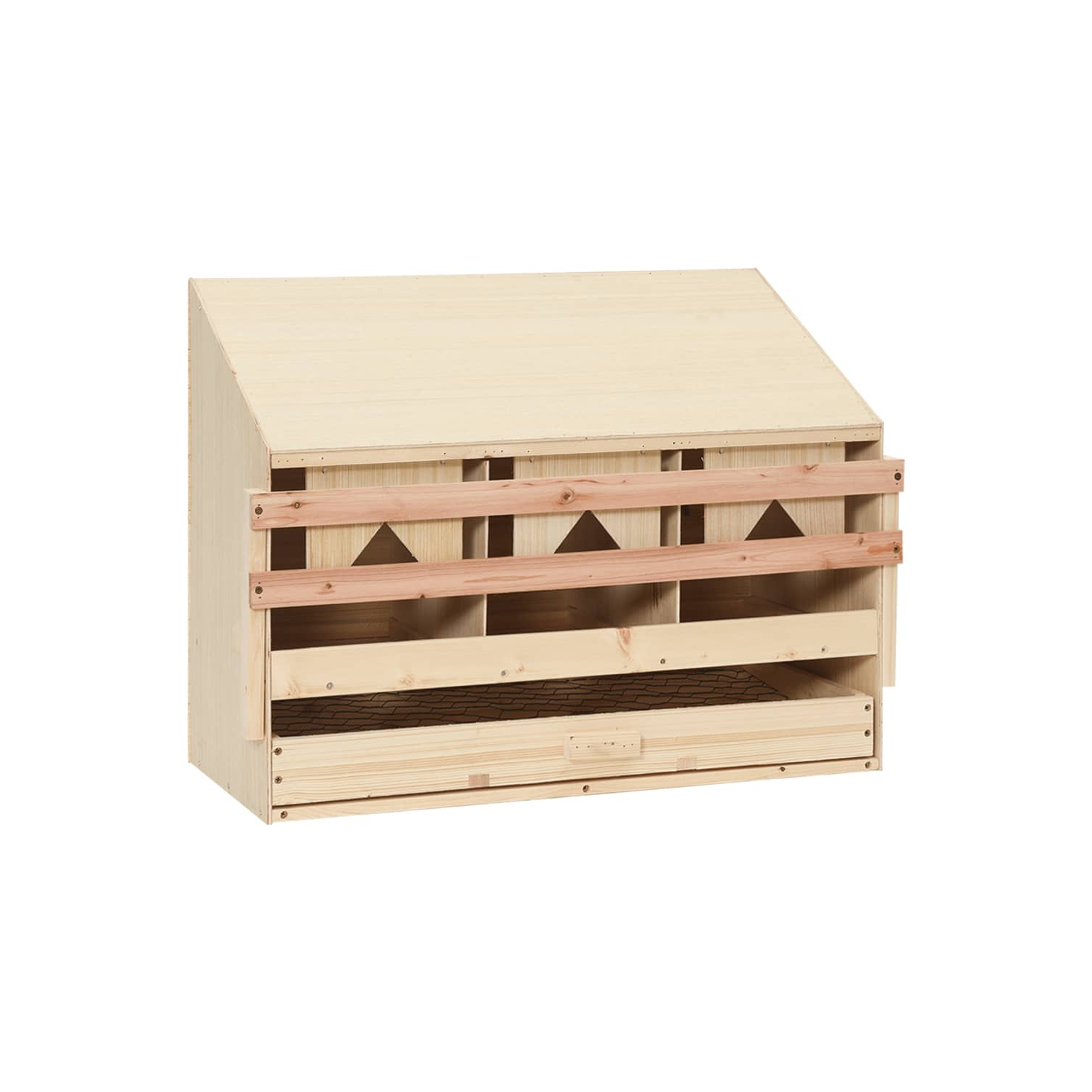 VidaXL Poulet couché Nest 3 compartiments 72x33x54 cm bois de pin massif