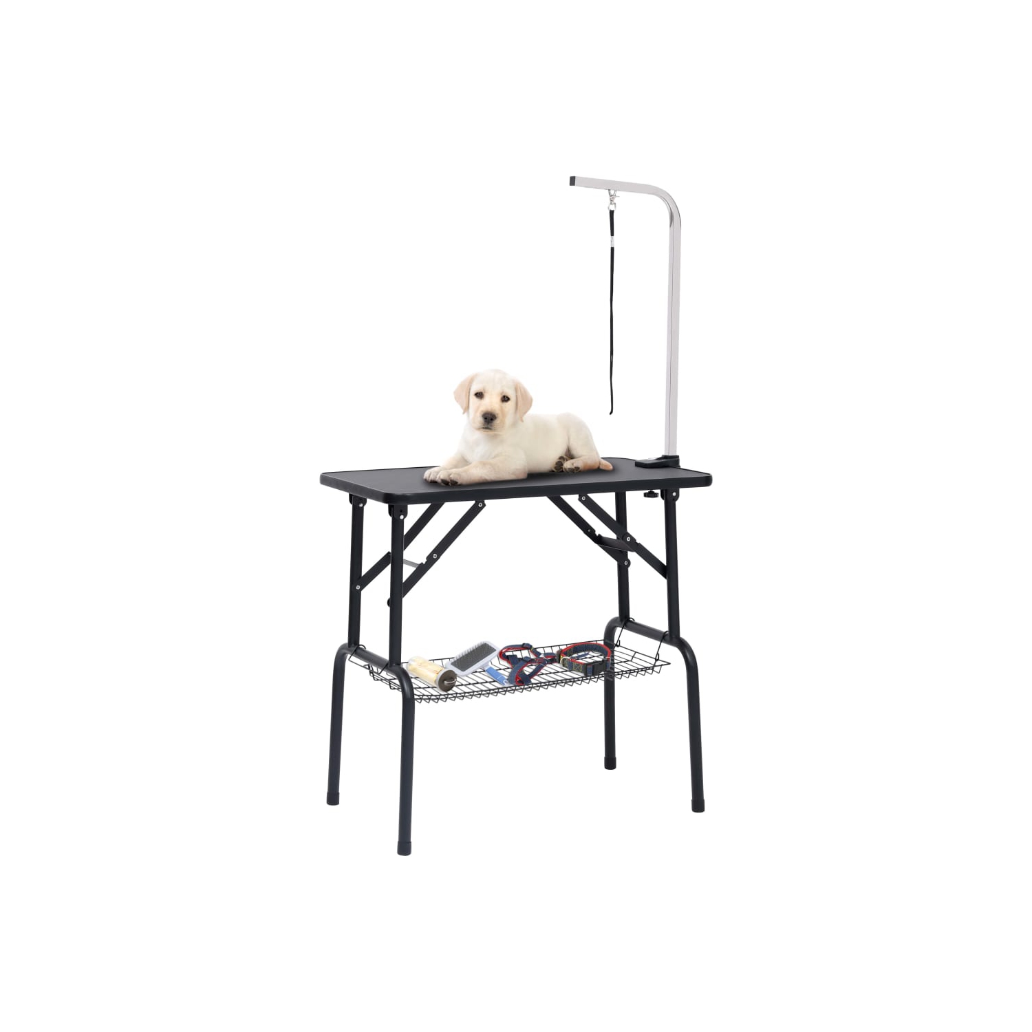 vidaXL Adjustable Dog Grooming Table with 1 Loop and Basket