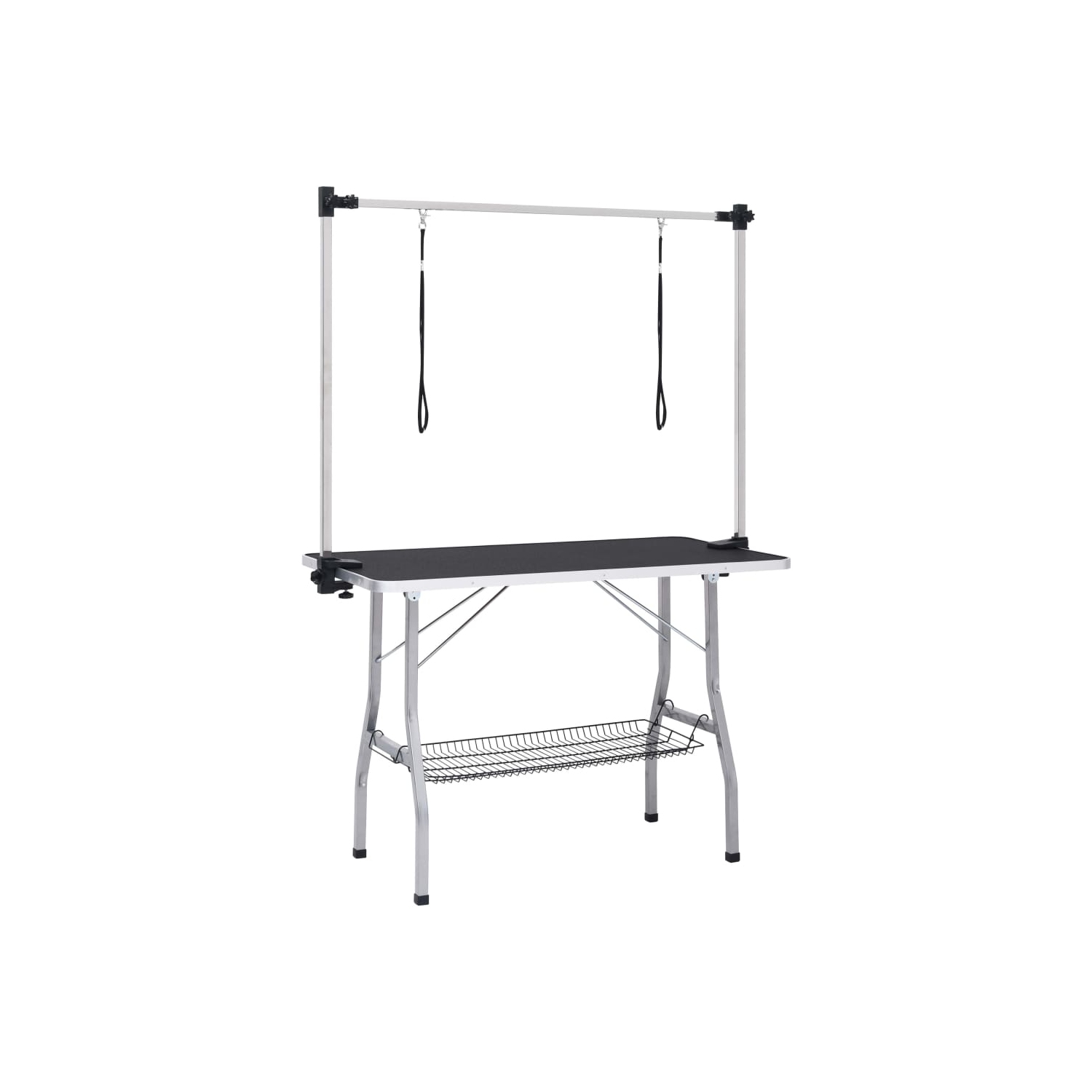 vidaXL Adjustable Dog Grooming Table with 2 Loops and Basket