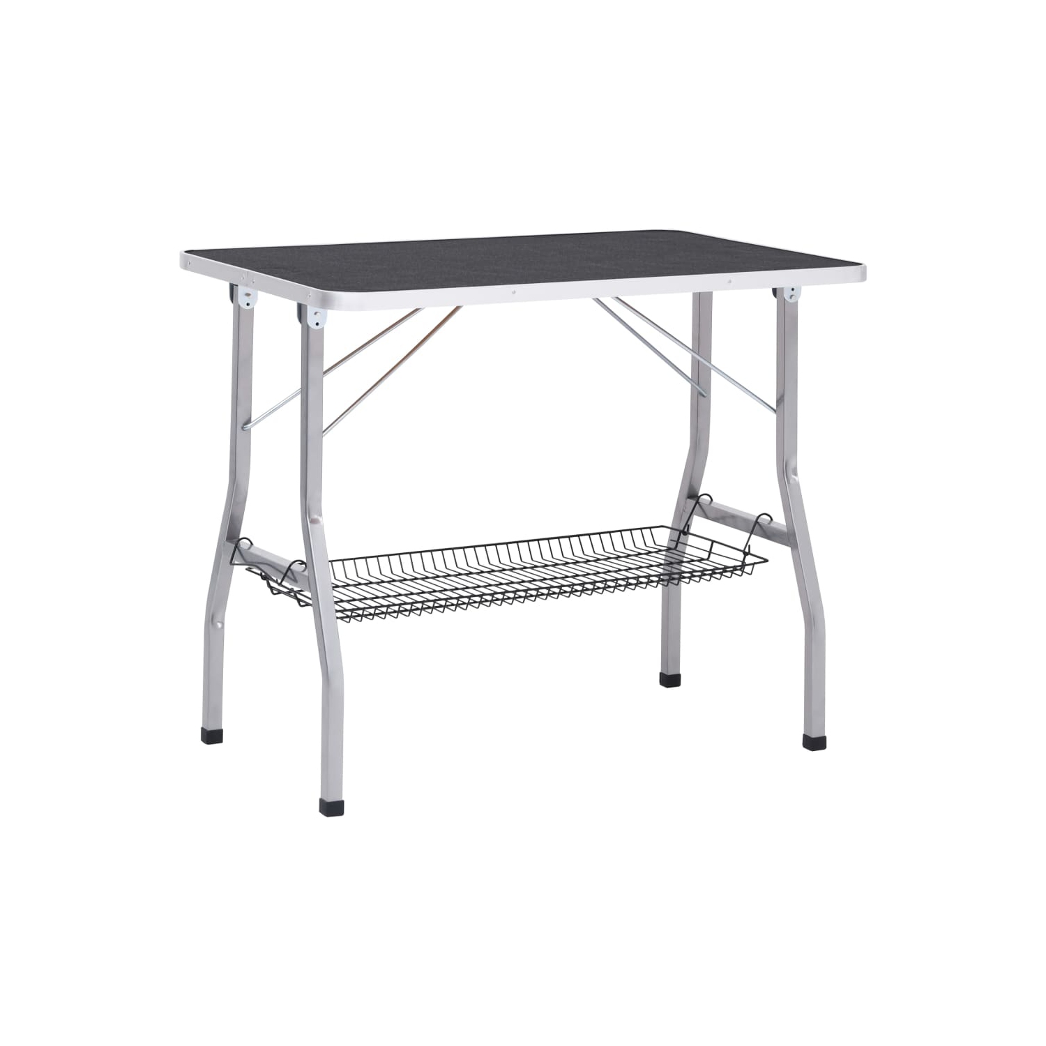 vidaXL Adjustable Dog Grooming Table with 2 Loops and Basket