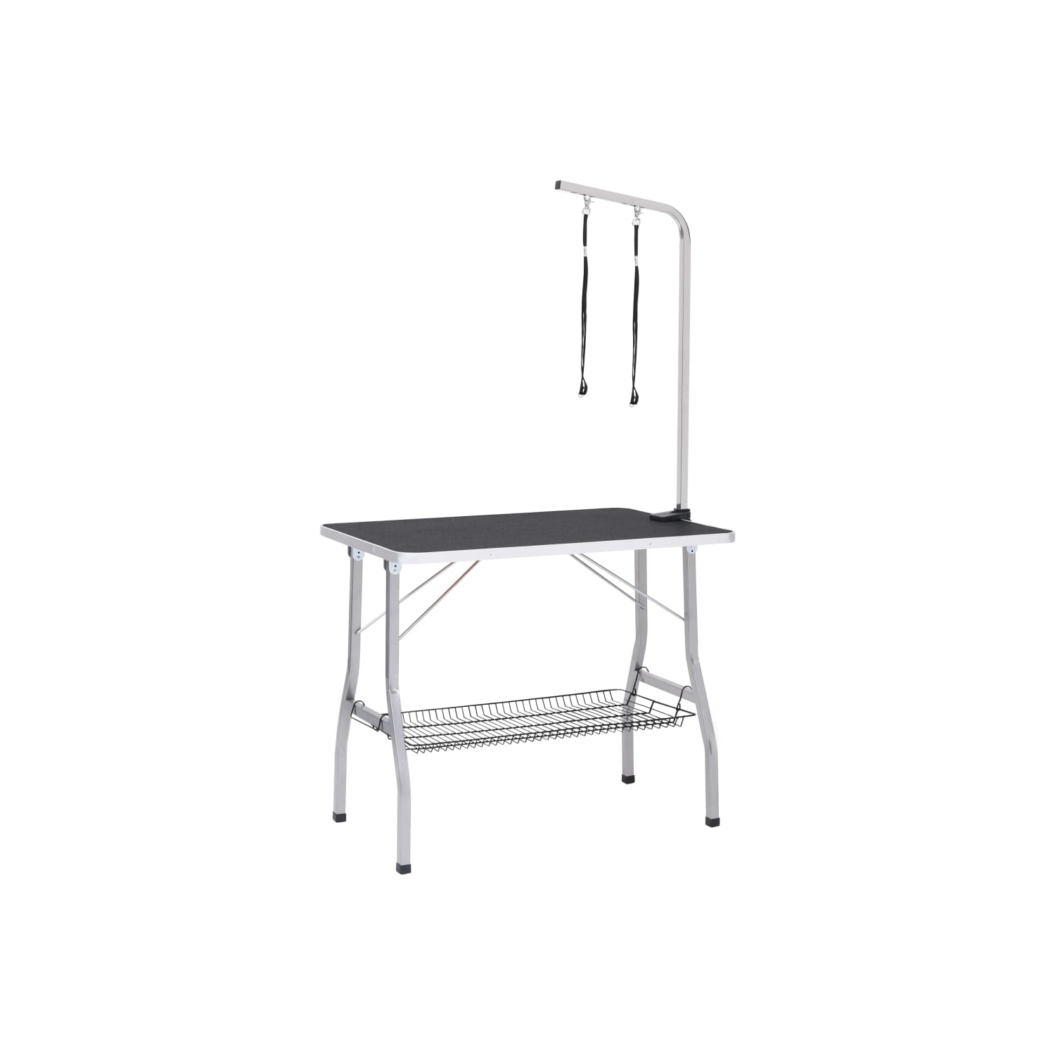 vidaXL Adjustable Dog Grooming Table with 2 Loops and Basket
