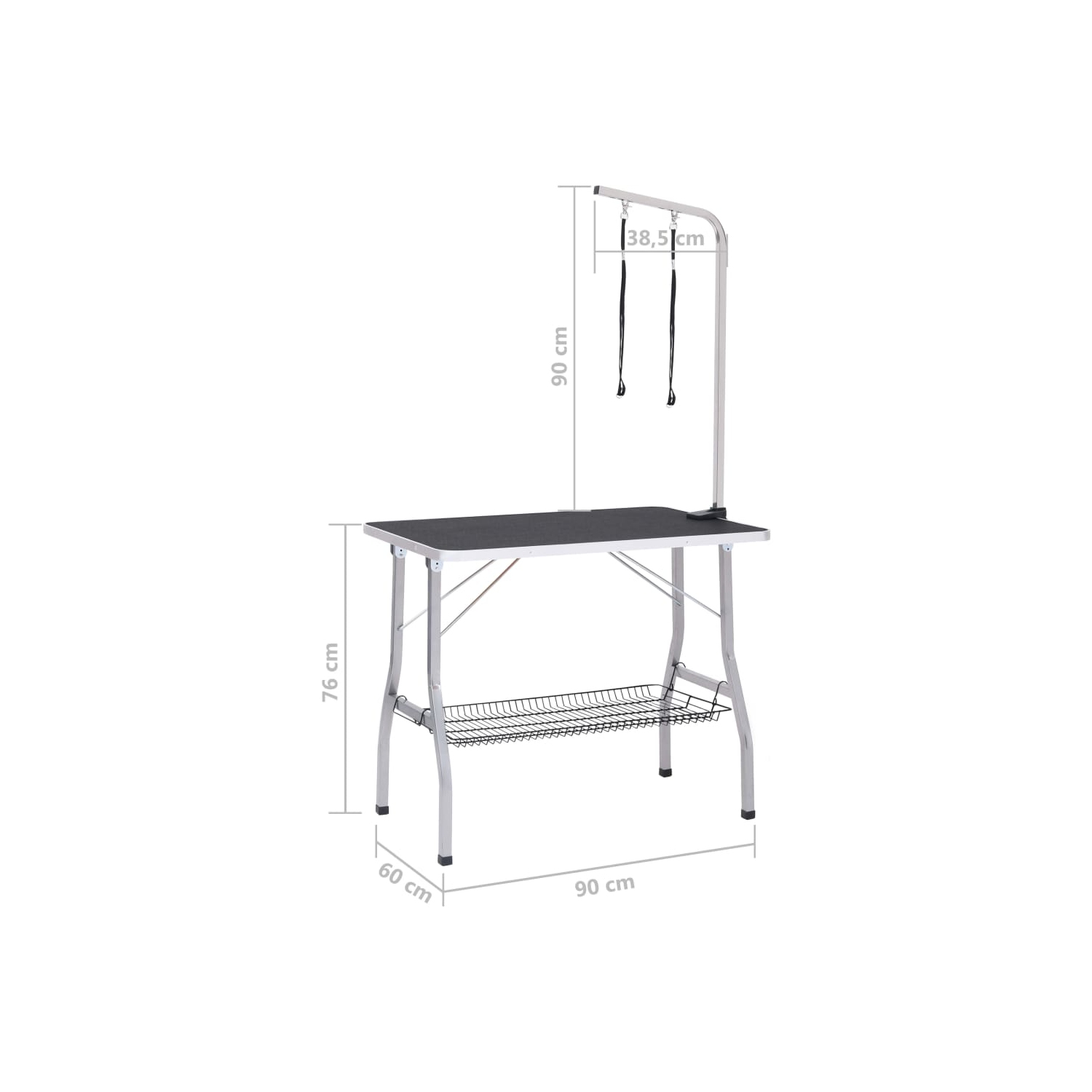vidaXL Adjustable Dog Grooming Table with 2 Loops and Basket
