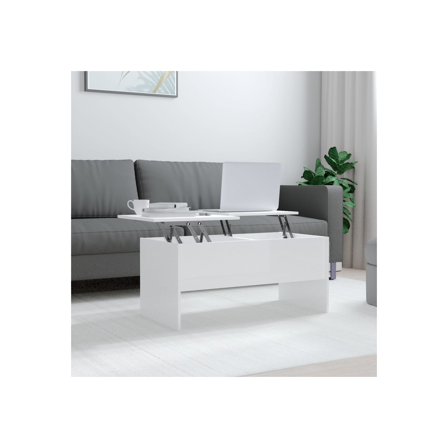 vidaXL Coffee Table High Gloss White 102x50.5x46.5 cm Engineered Wood