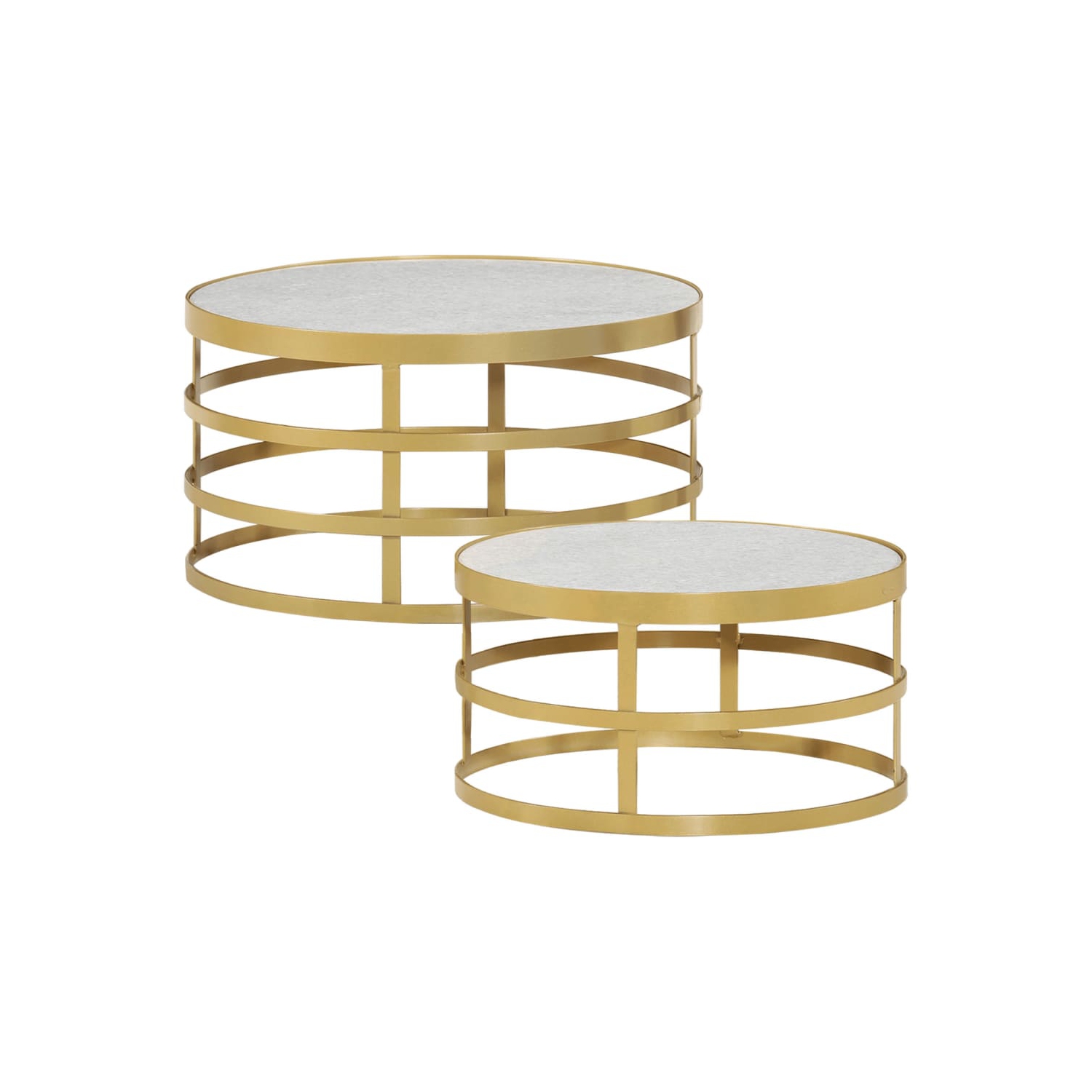 vidaXL 2 Piece Coffee Table Set Marble Brass and White