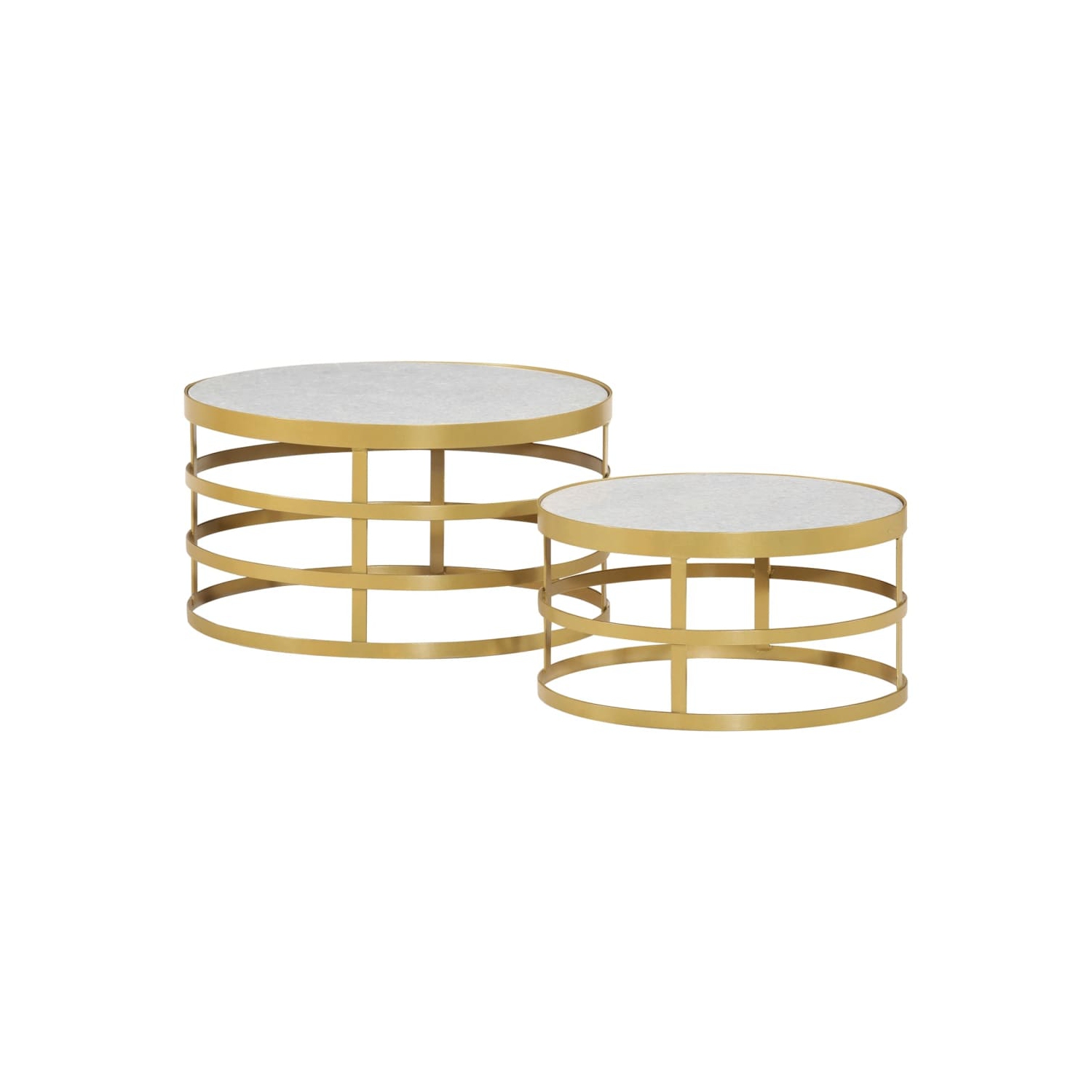 vidaXL 2 Piece Coffee Table Set Marble Brass and White