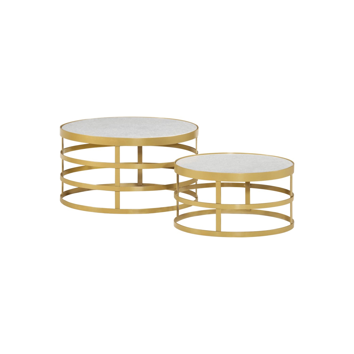 vidaXL 2 Piece Coffee Table Set Marble Brass and White