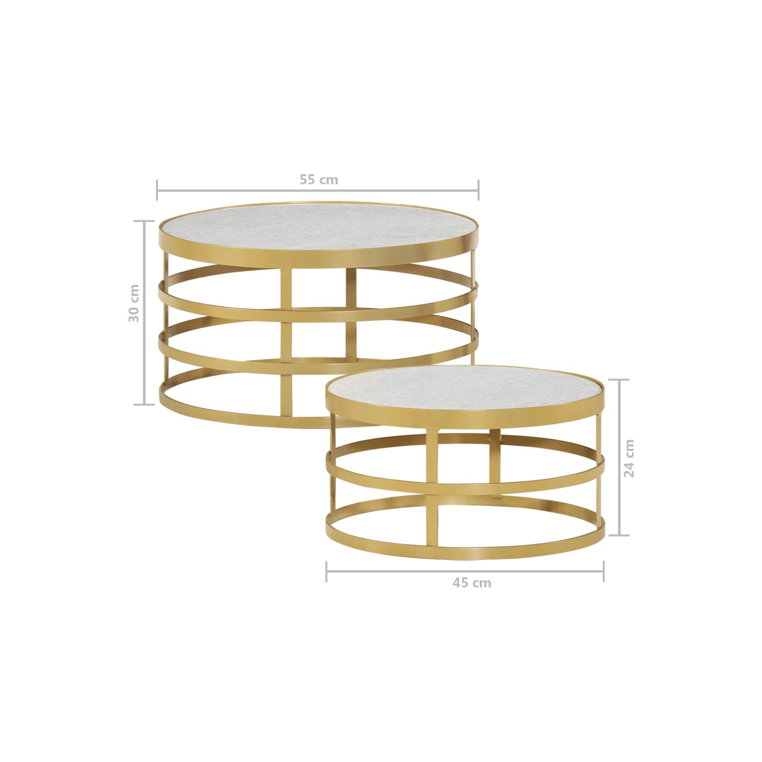 vidaXL 2 Piece Coffee Table Set Marble Brass and White