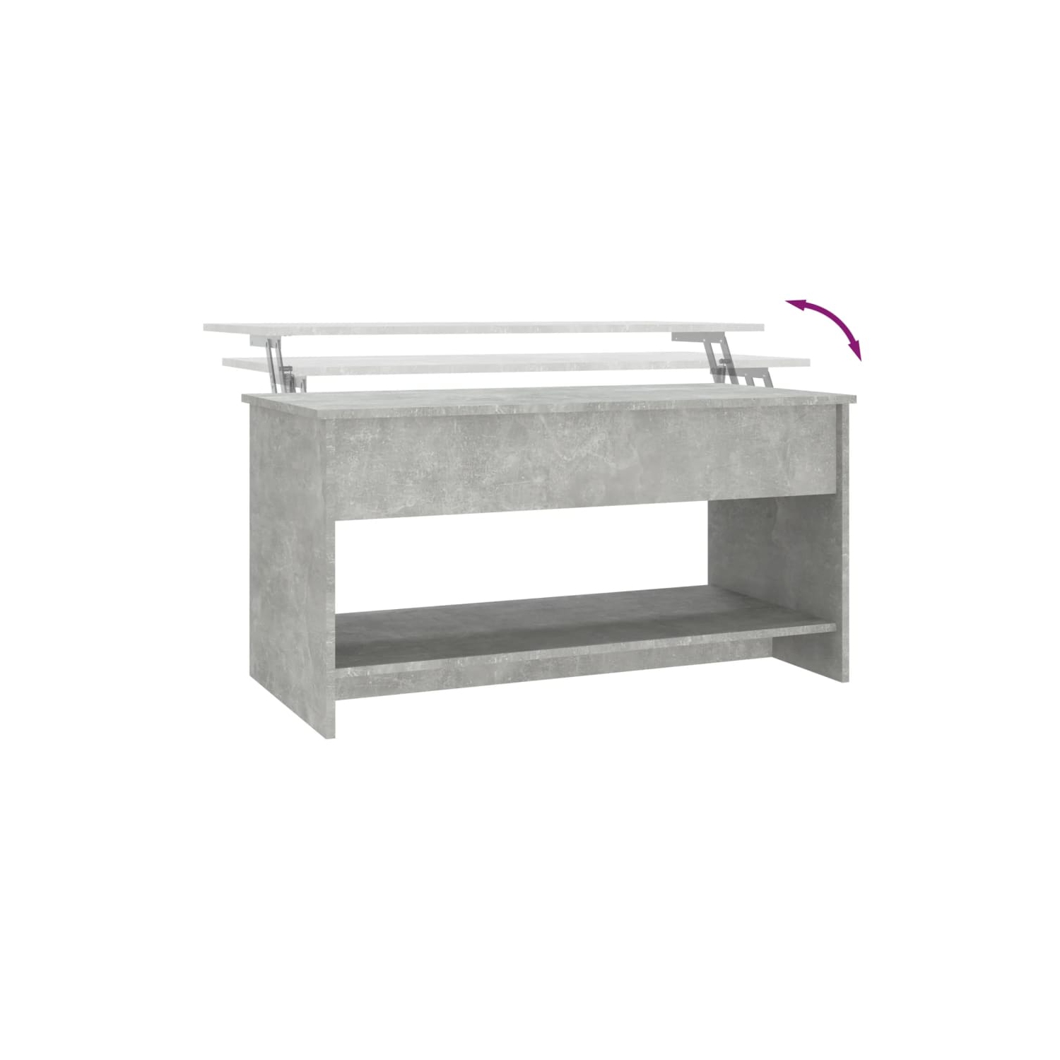809651 vidaXL Coffee Table Concrete Grey 102x50x52,5 cm Engineered Wood
